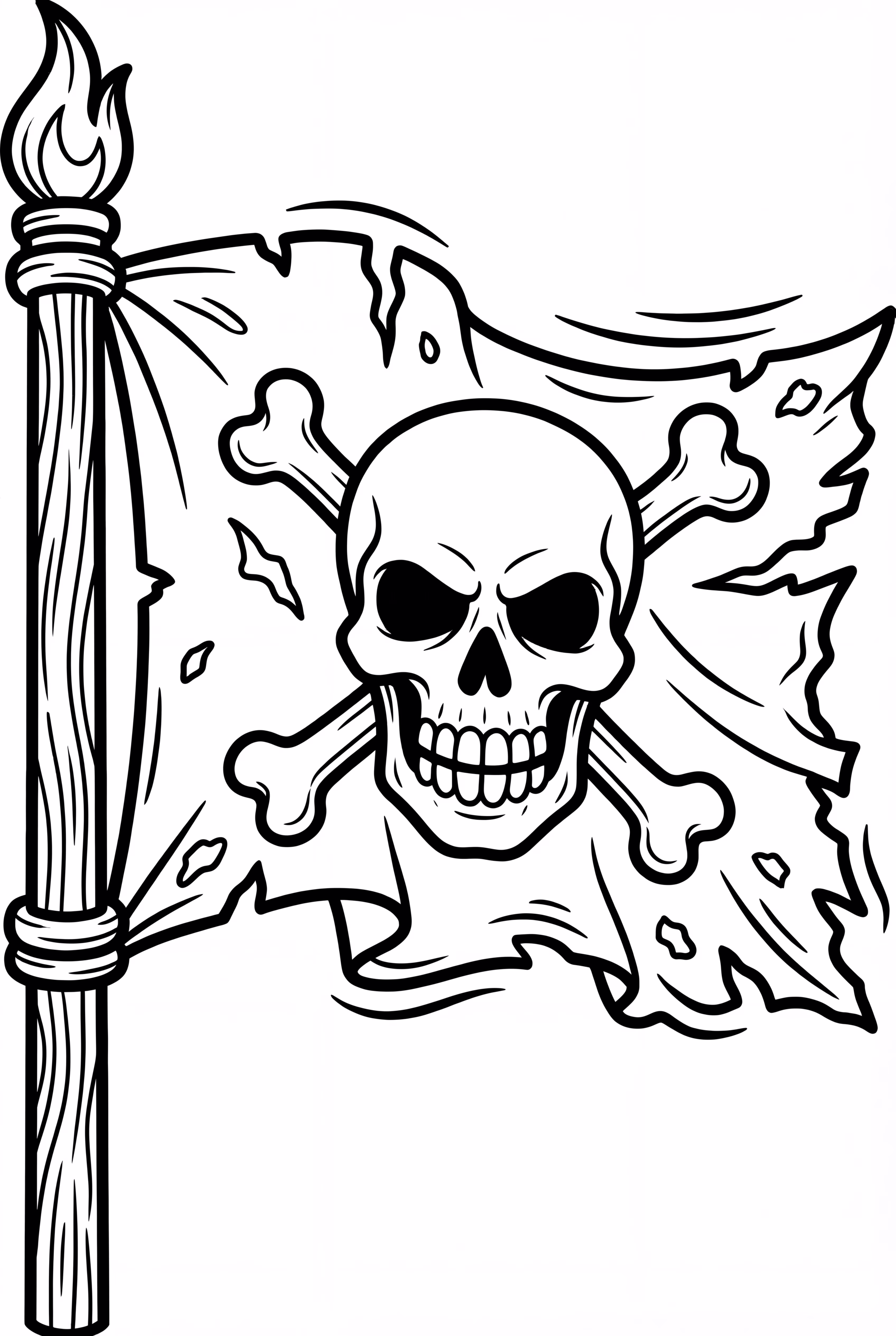 해골과 뼈가 있는 해적 깃발-2