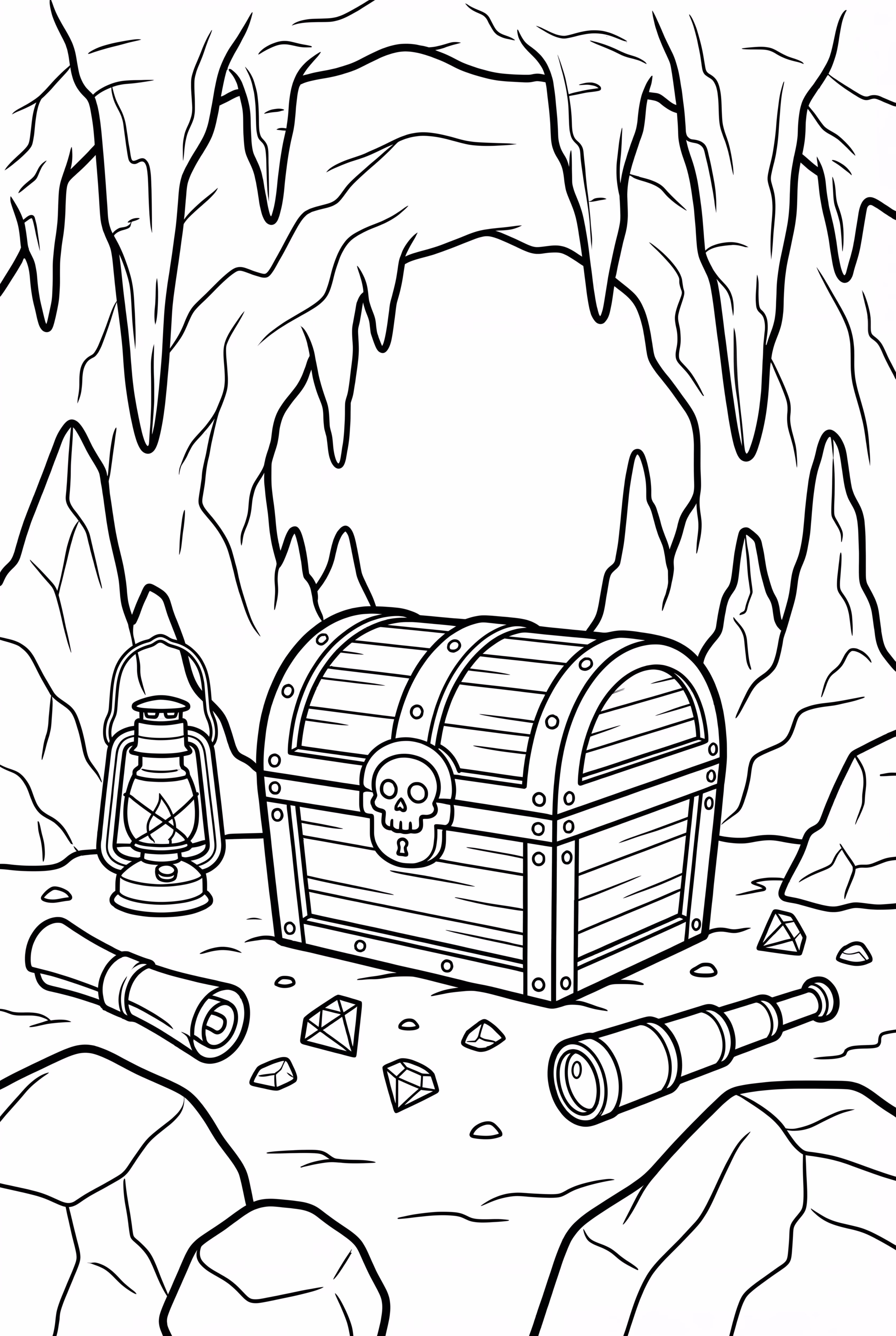 Pirate Hideout with Caves and Jewels