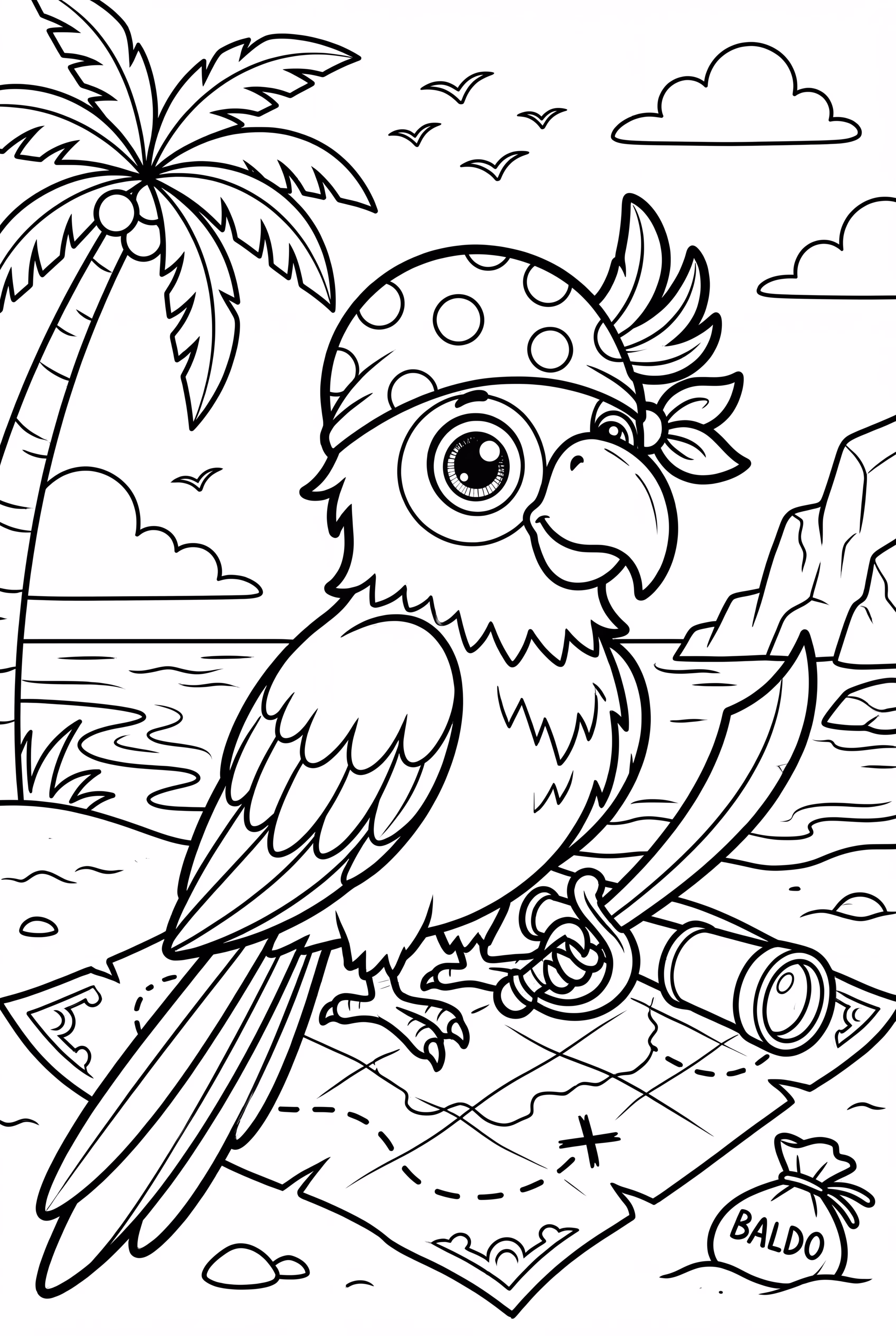 Loro Pirata Descubriendo una Isla Escondida