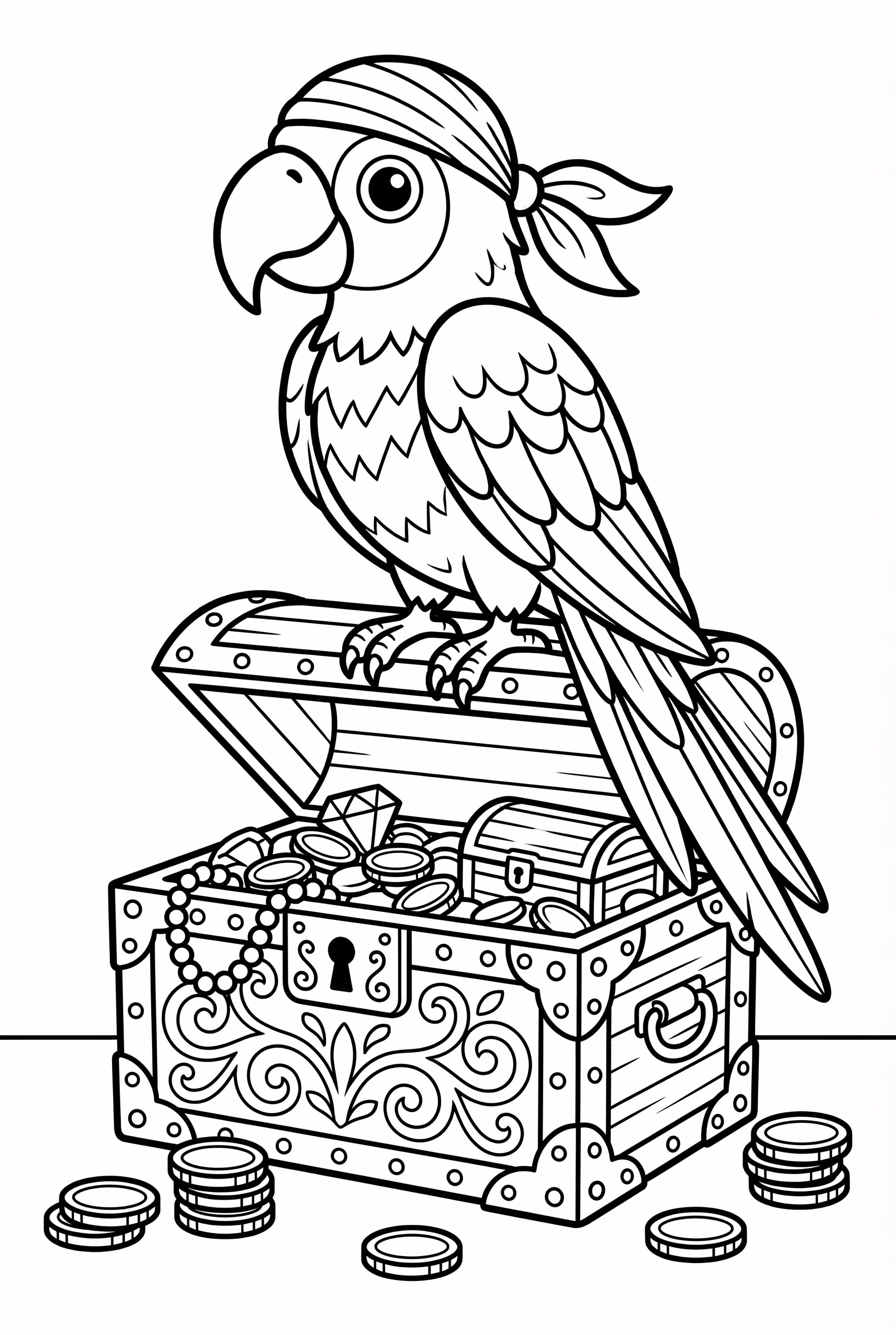 Pirate Parrot on a Treasure Chest