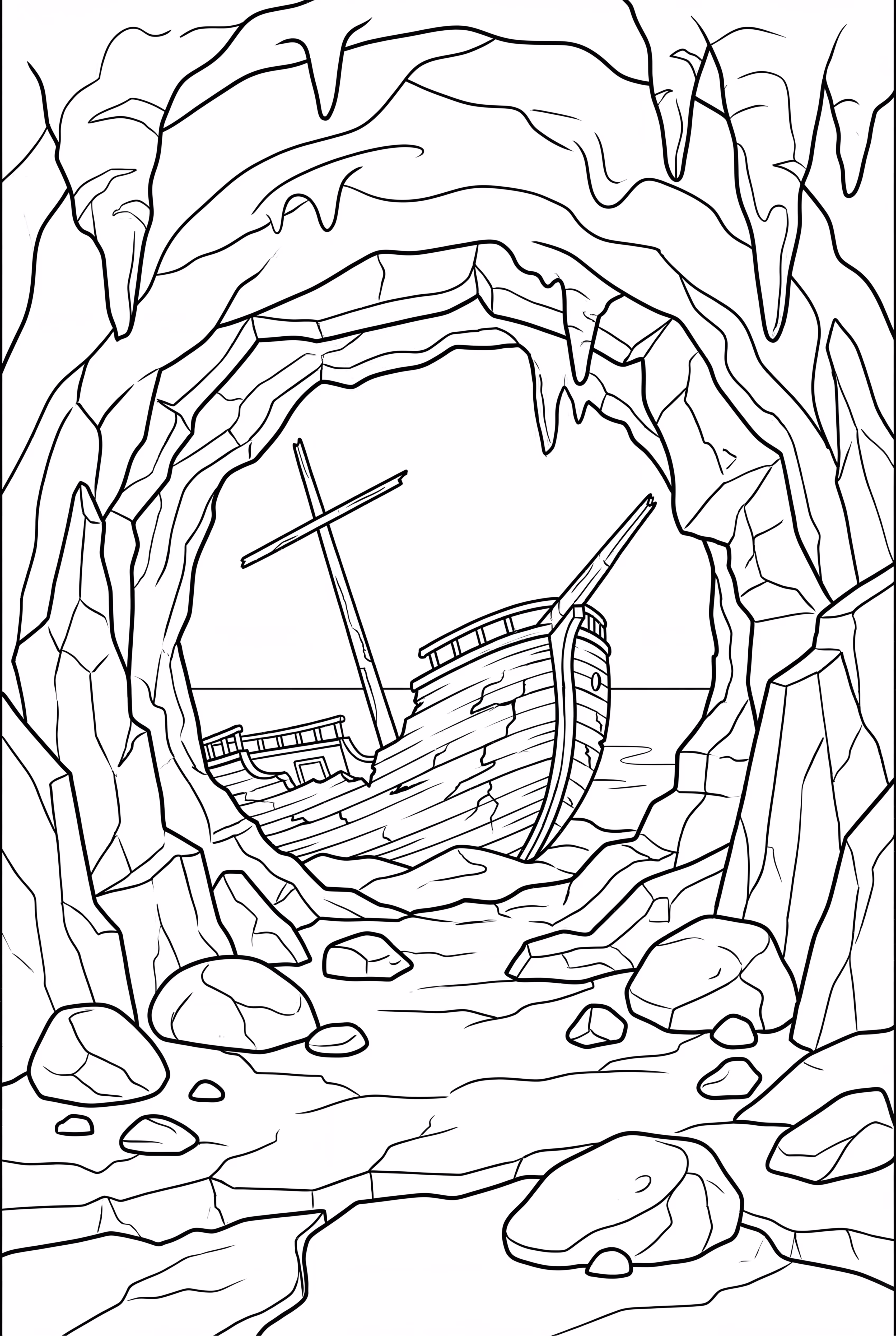 Pirate Shipwreck on a Rocky Coast