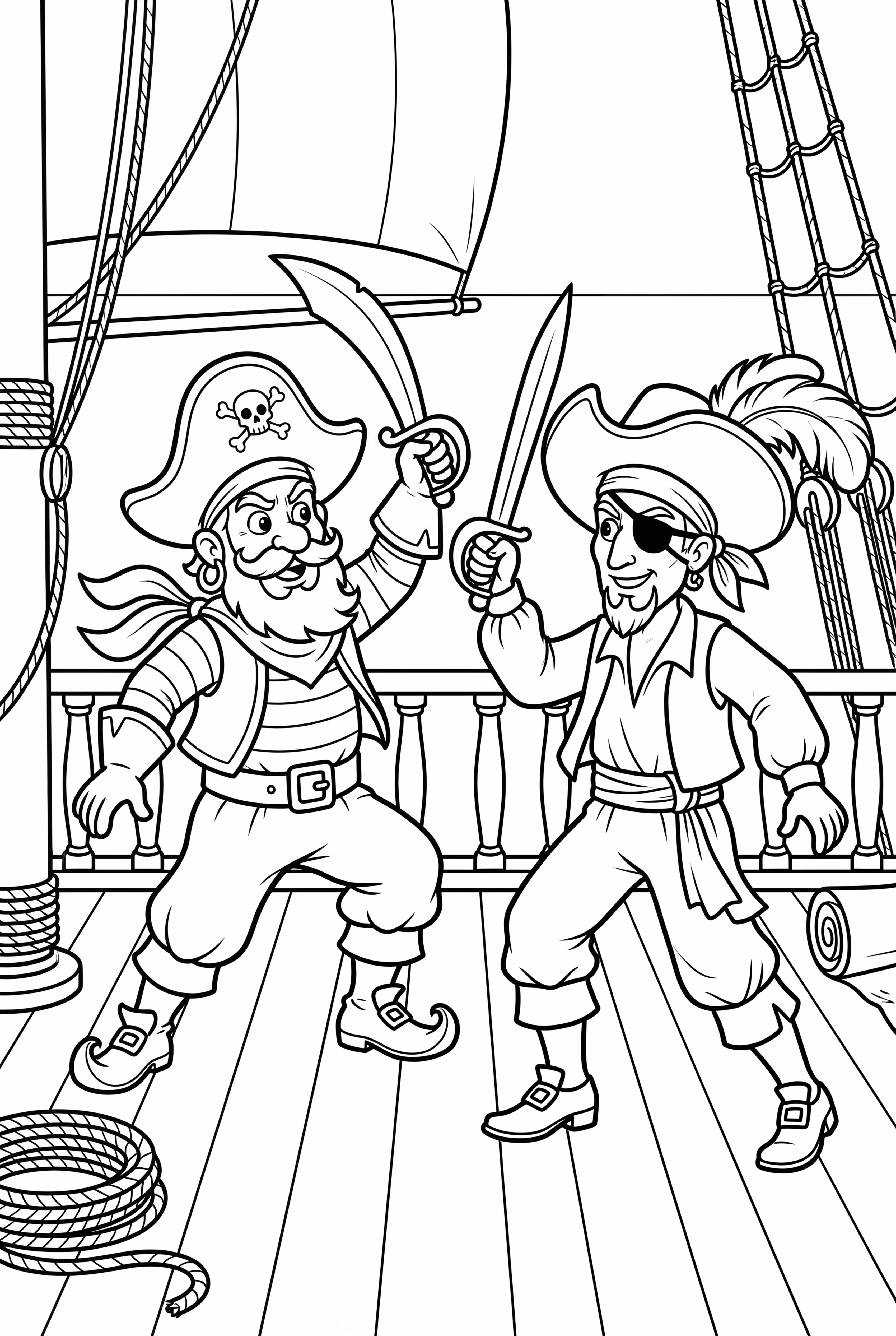 Pirate Sword Fight on Ship Deck-2