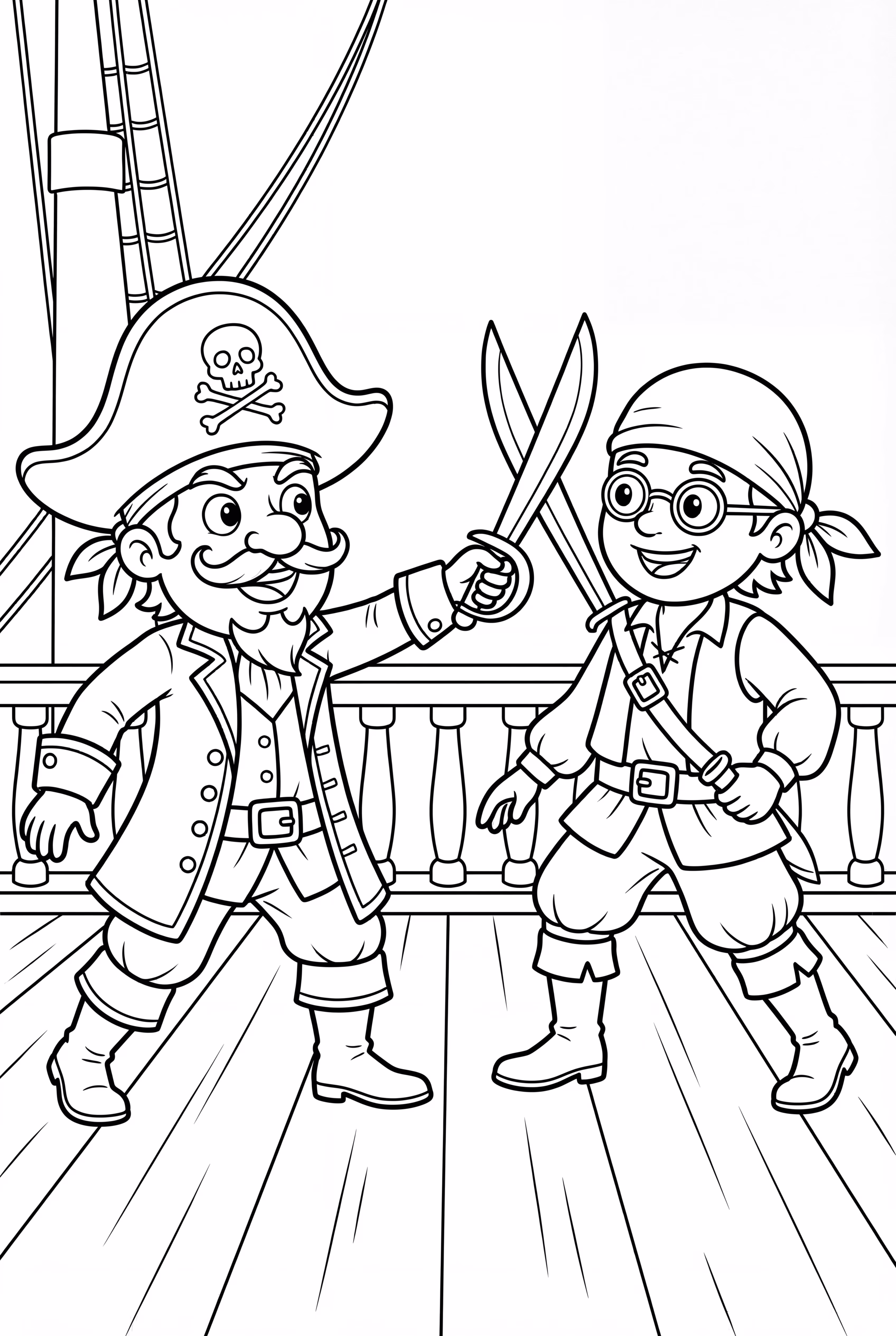 배 위의 해적 검 싸움