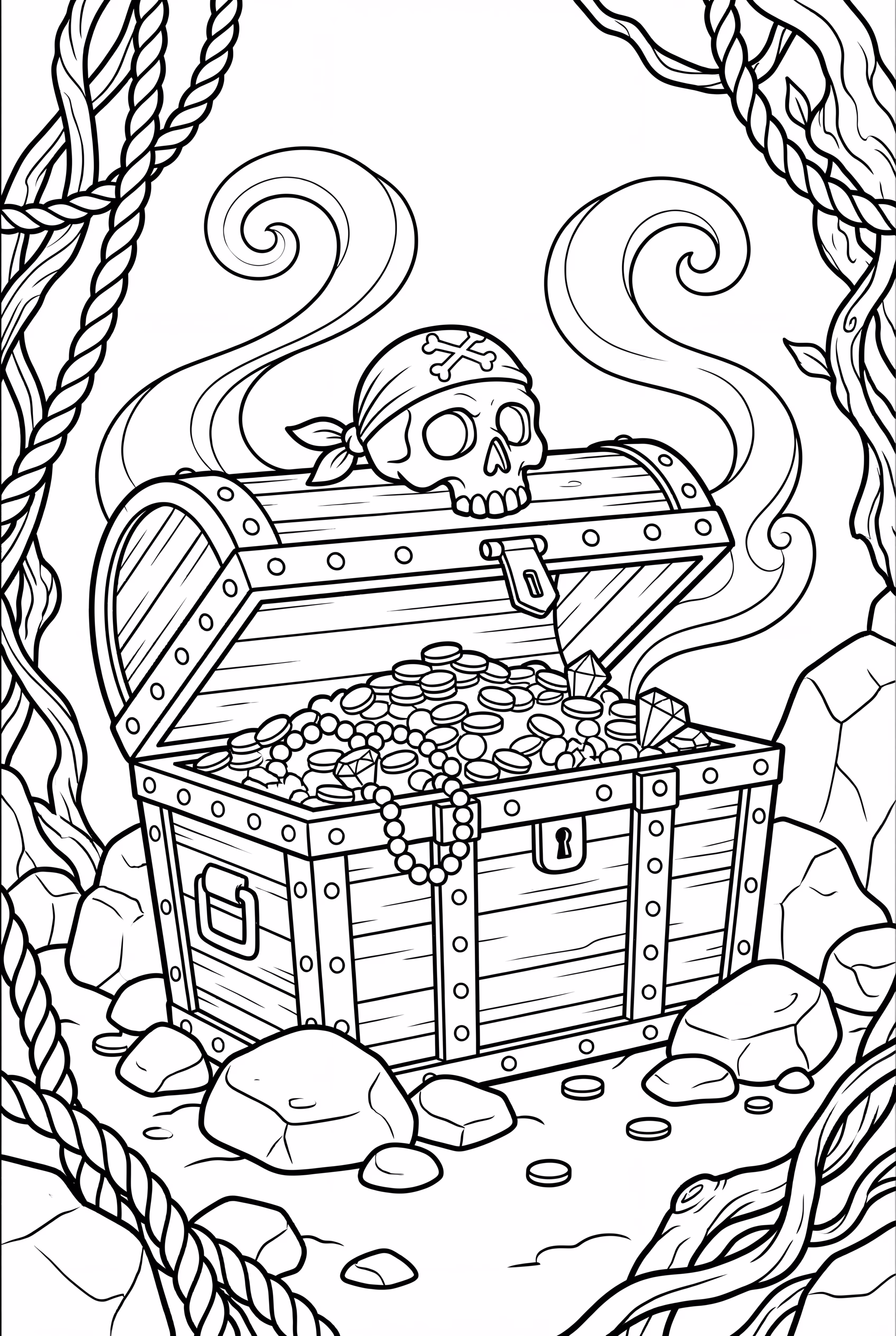 Pirate Treasure Chest Coloring Page
