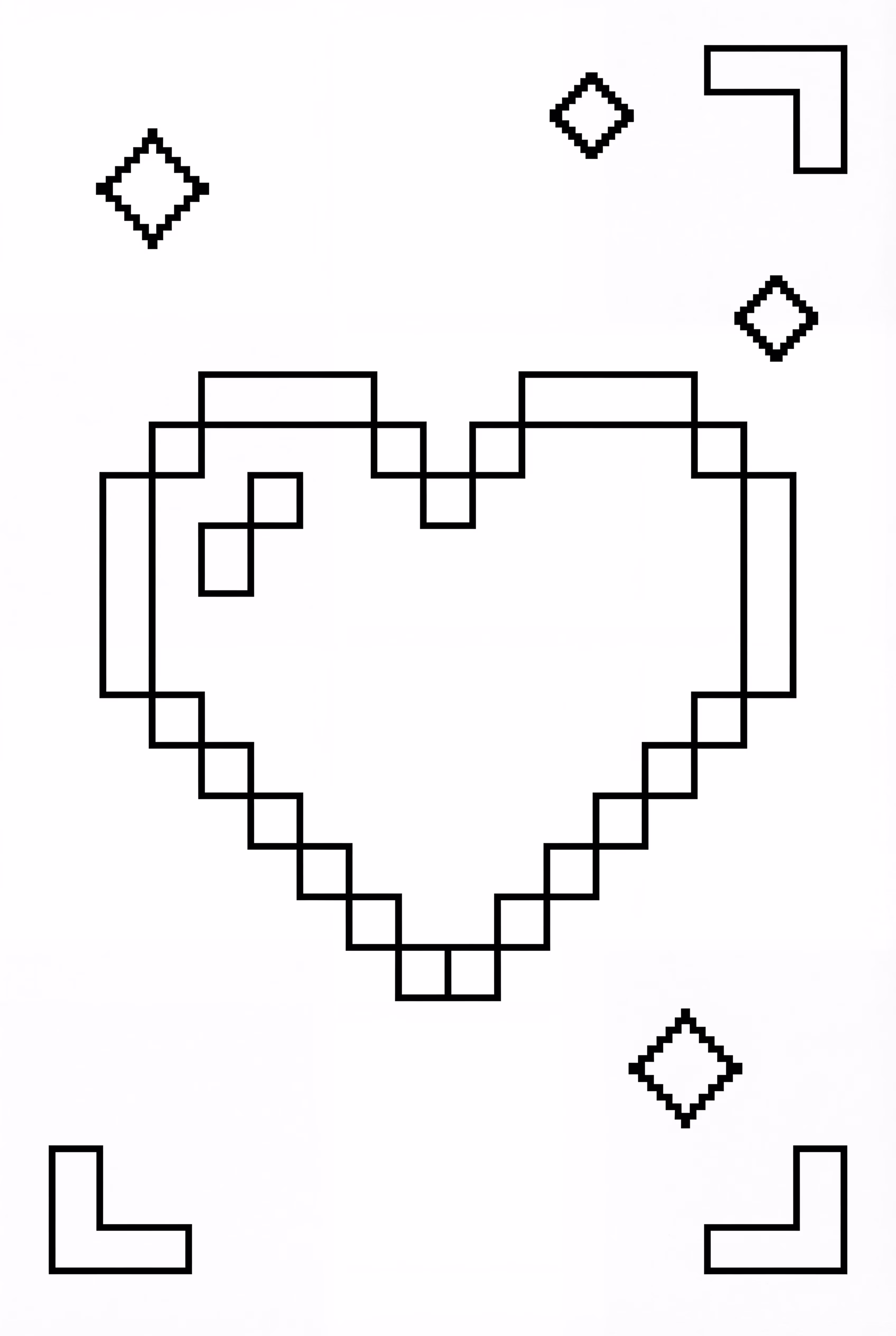 픽셀화된 하트 레트로 디자인