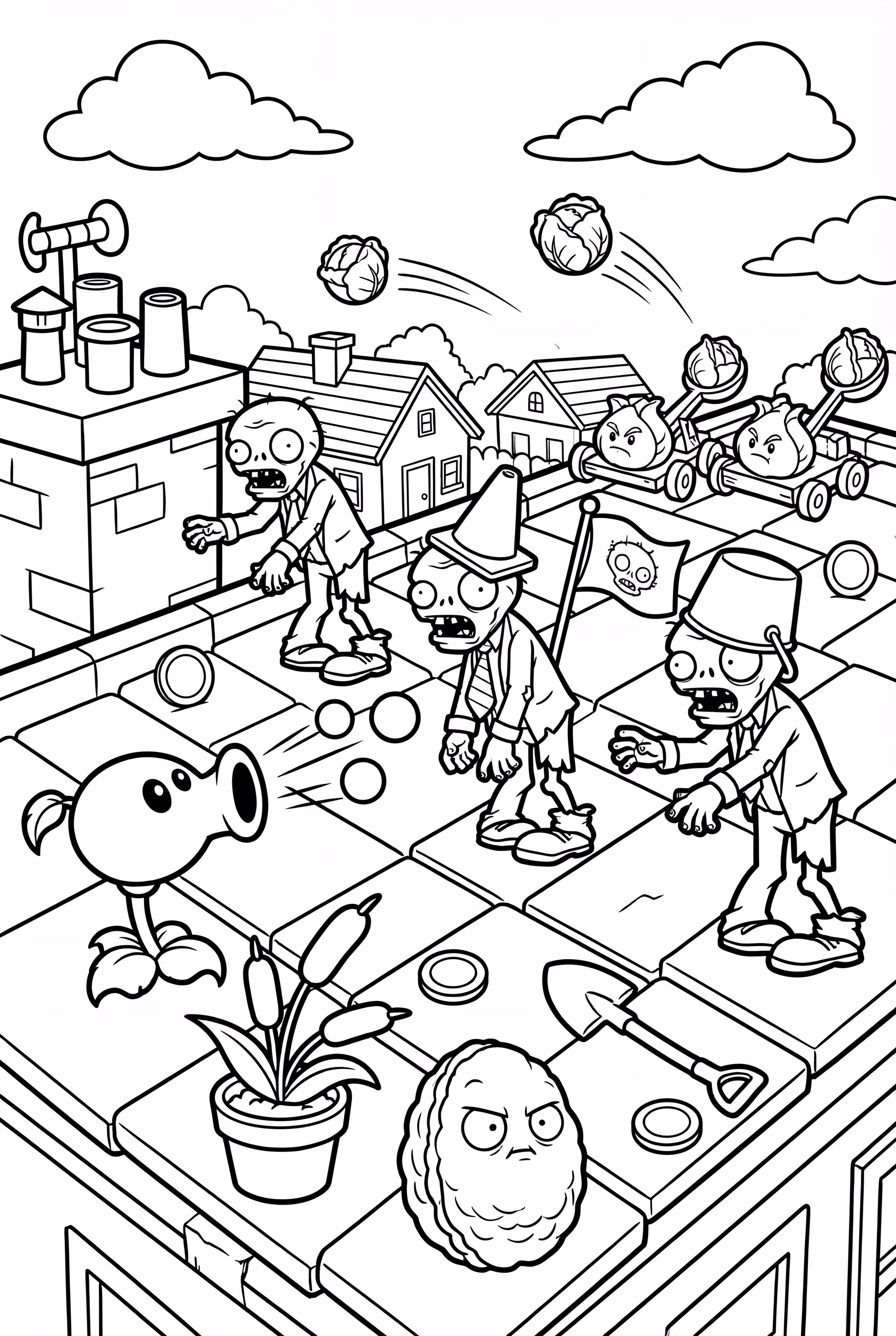 Plants Vs Zombies Rooftop Battle With Catapults