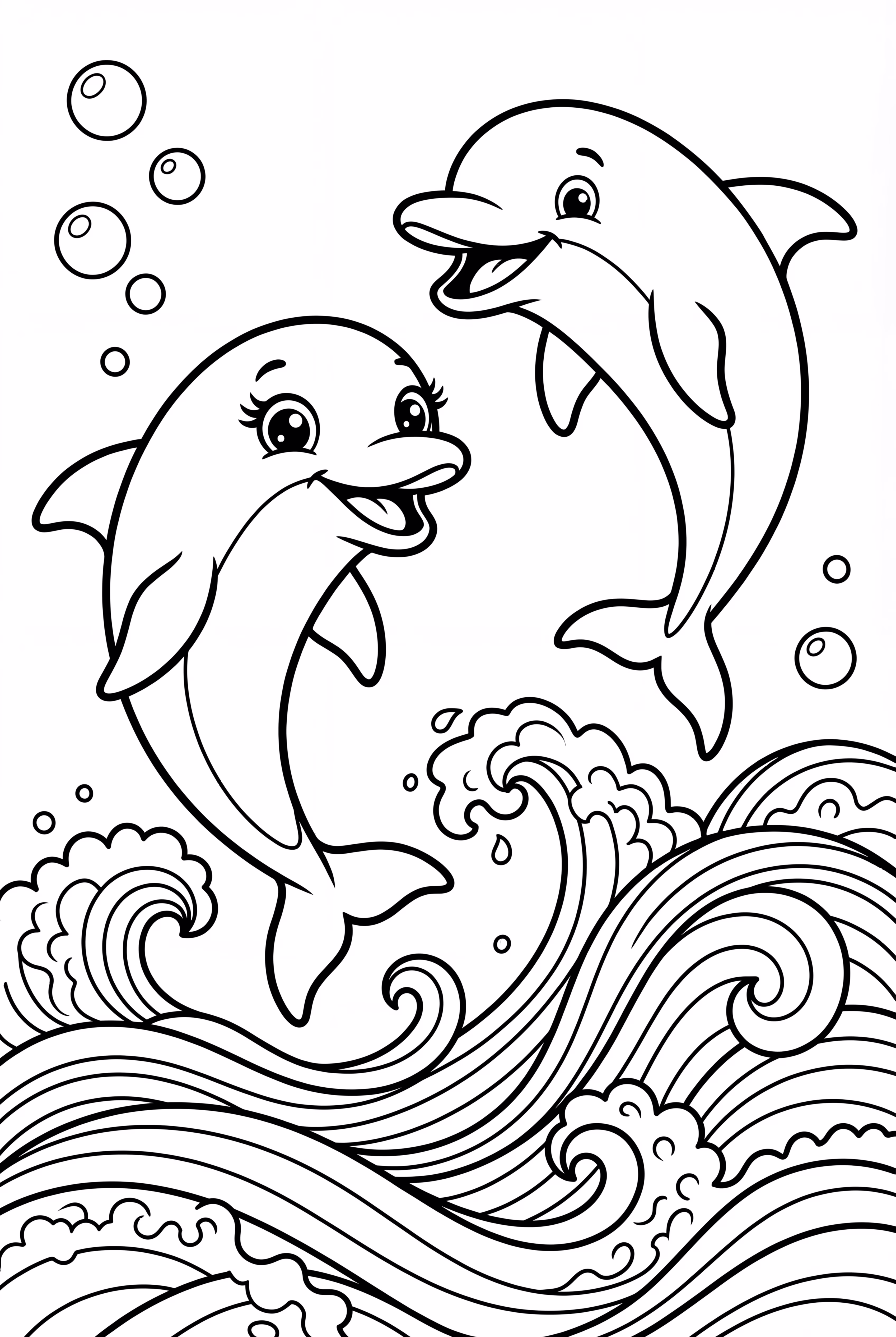 Playful Dolphins Surfing the Waves