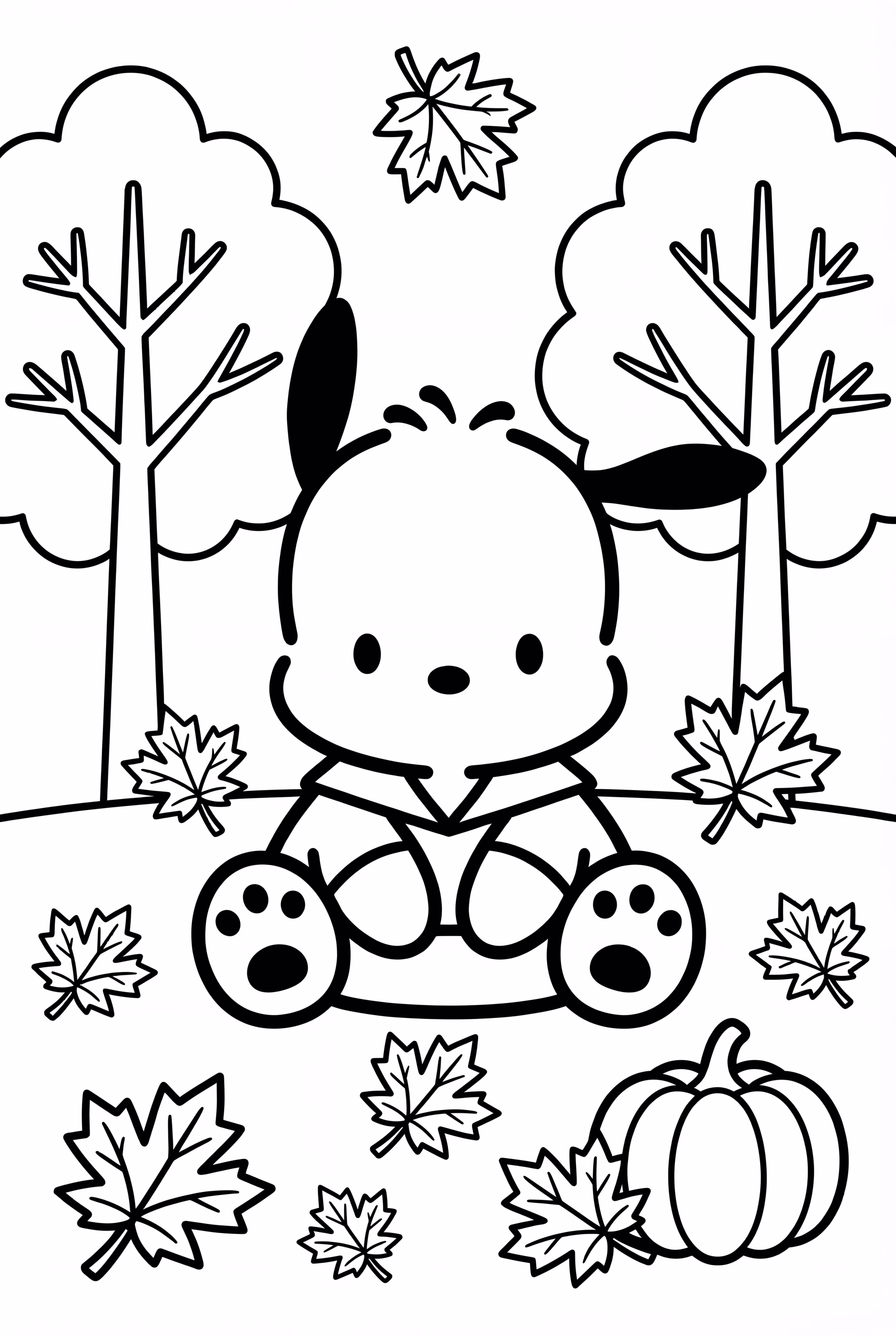 Pochacco In Autumn Leaves