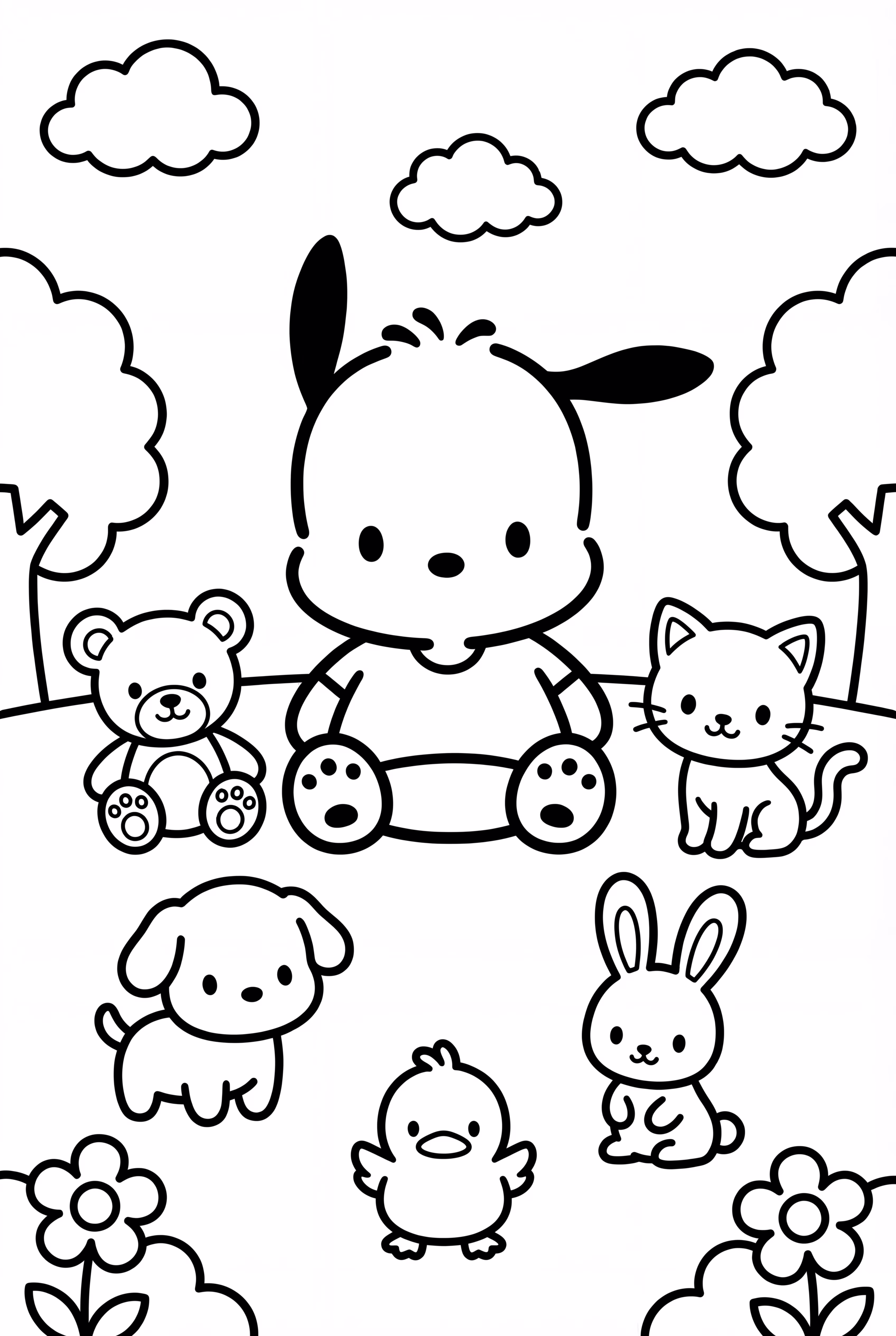 Pochacco Surrounded By Friends
