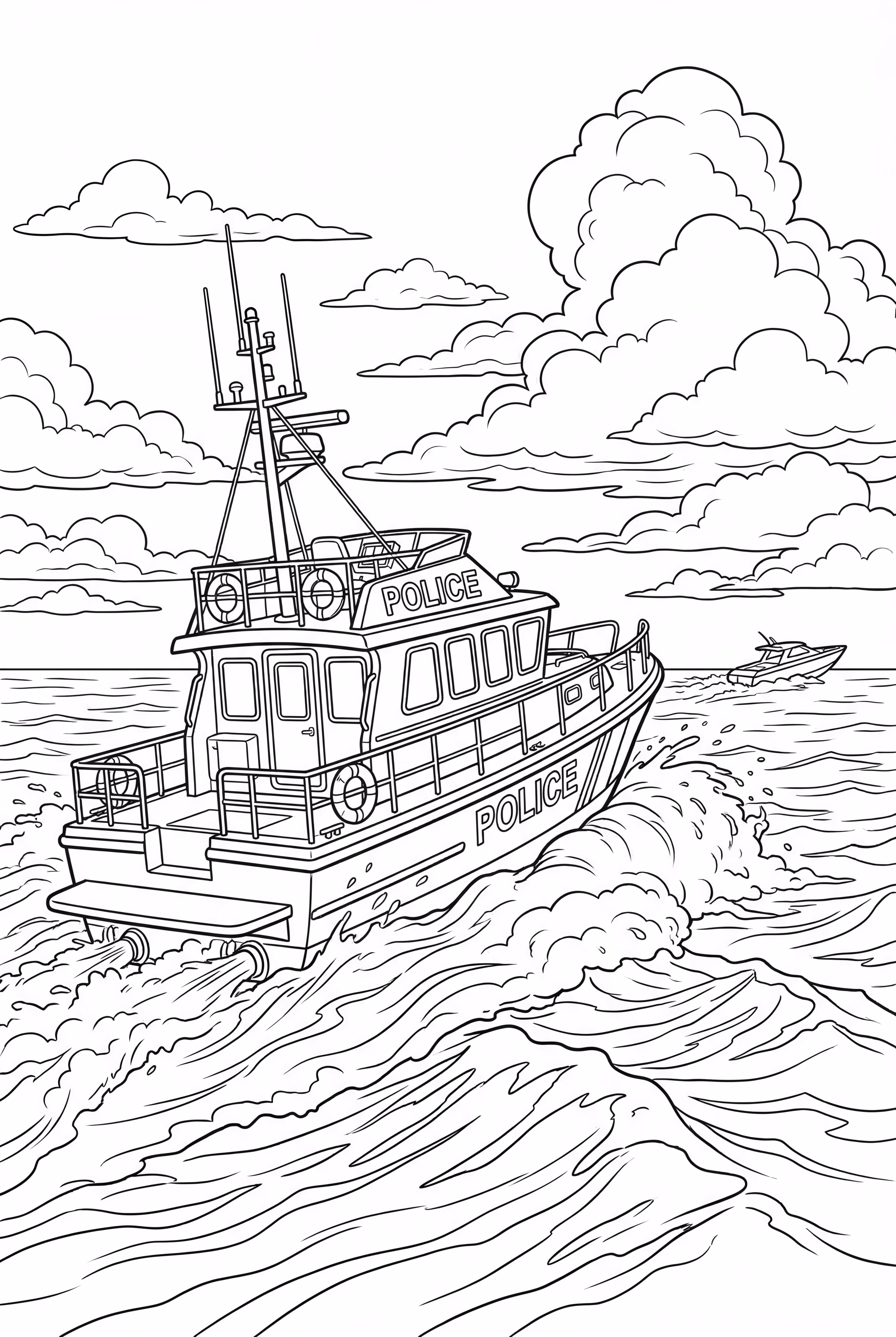 Barco de Polícia Perseguindo um Barco Rápido