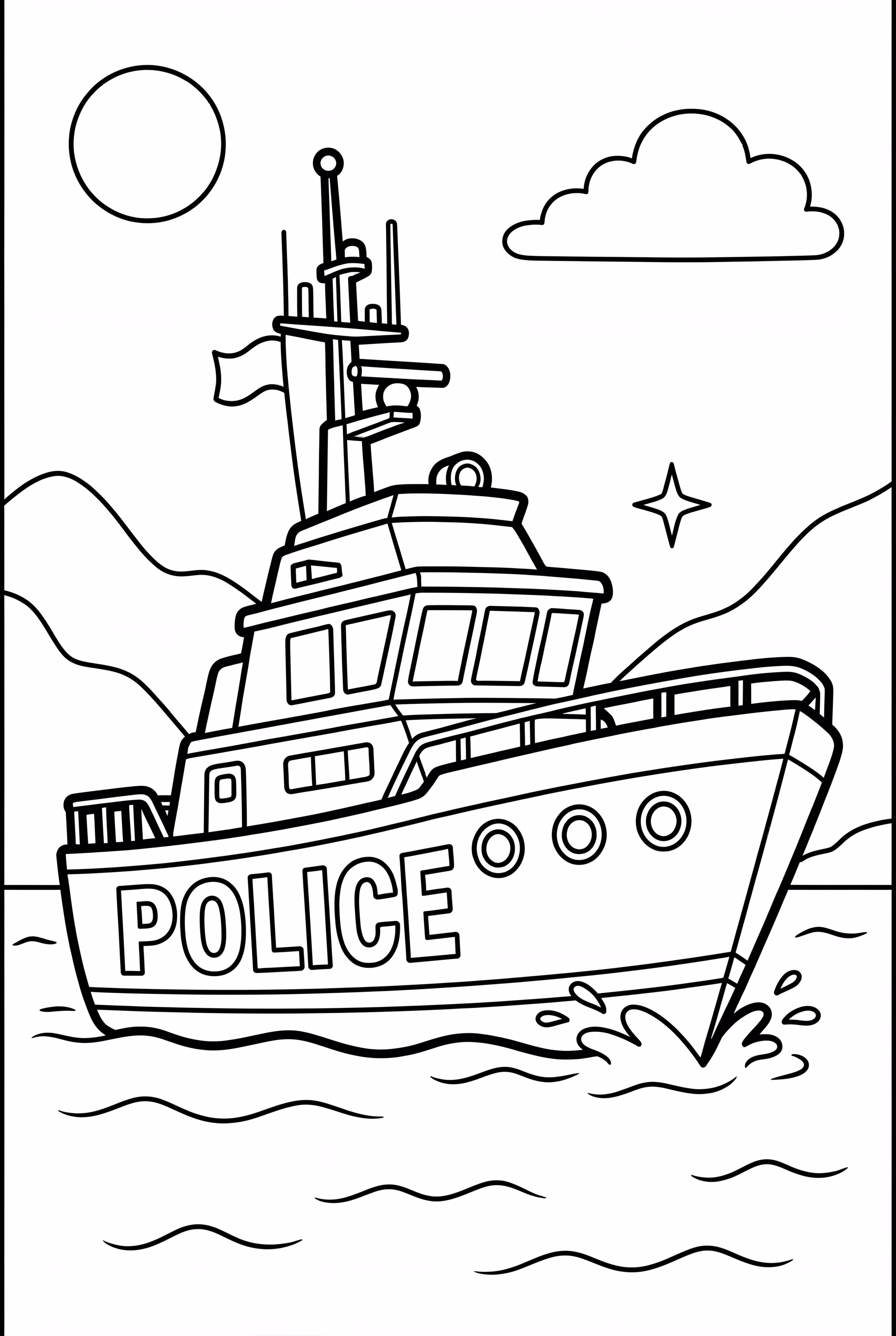 항만을 순찰하는 경찰 보트