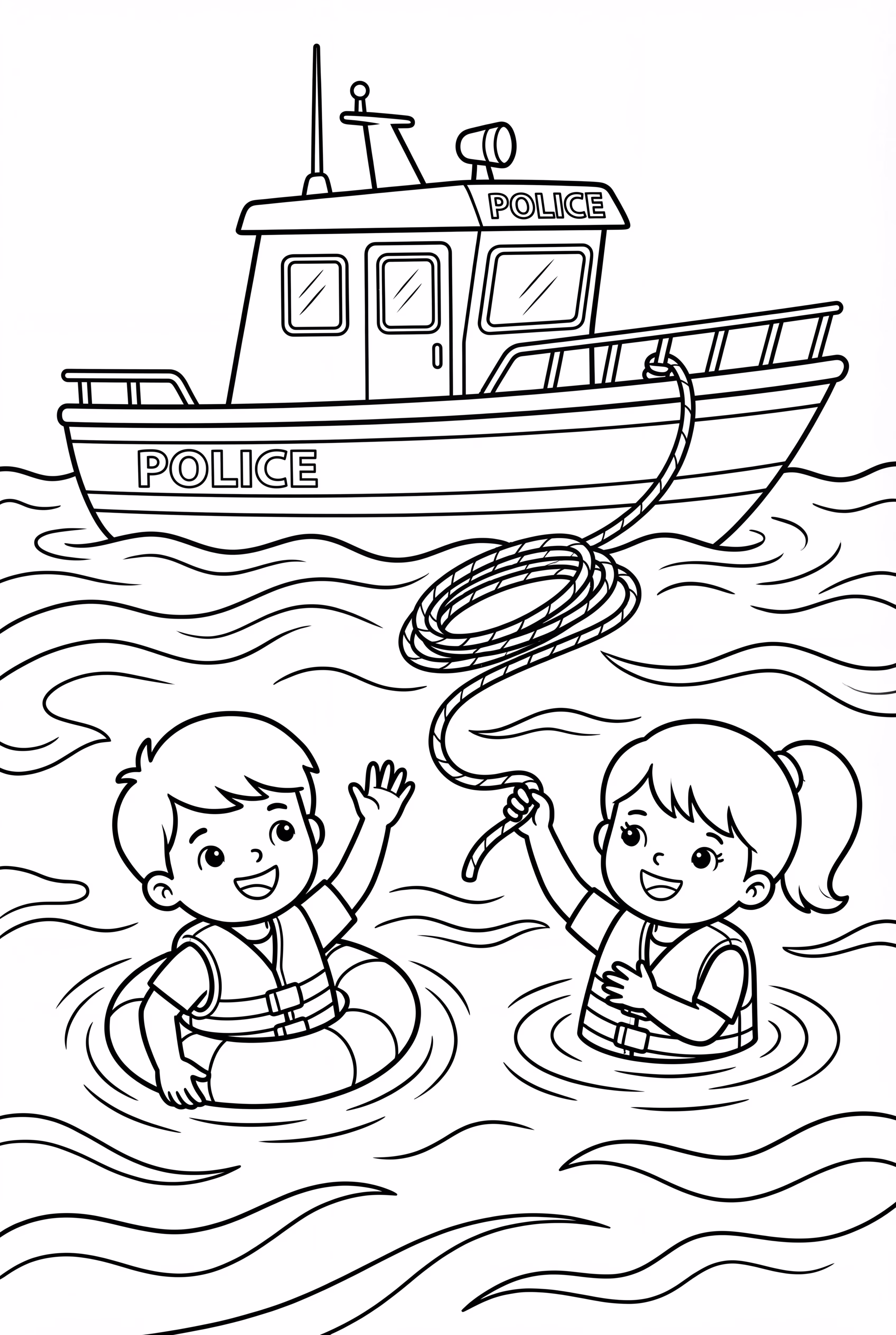 Police Boat Rescuing Swimmers