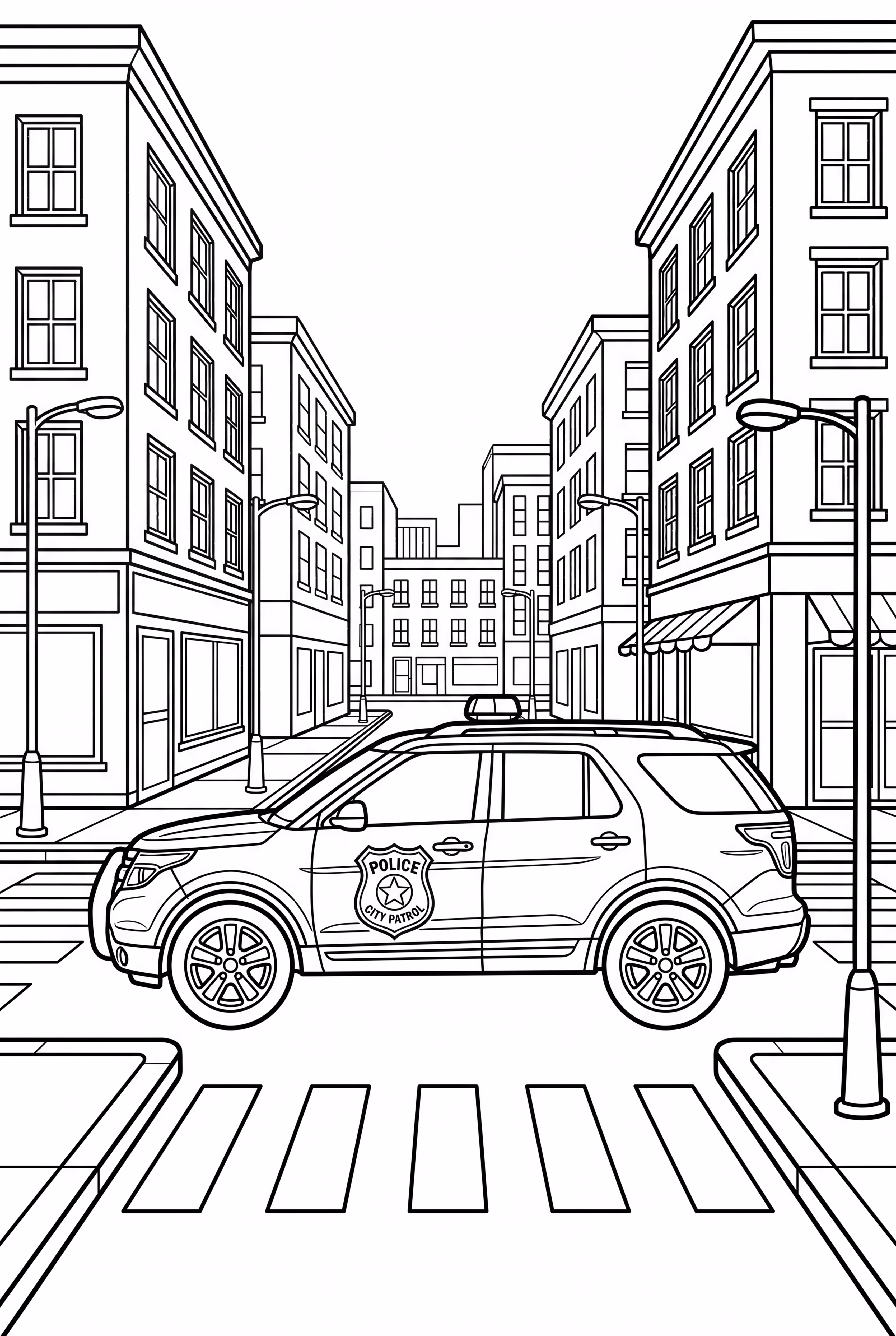 야경의 경찰차 불빛