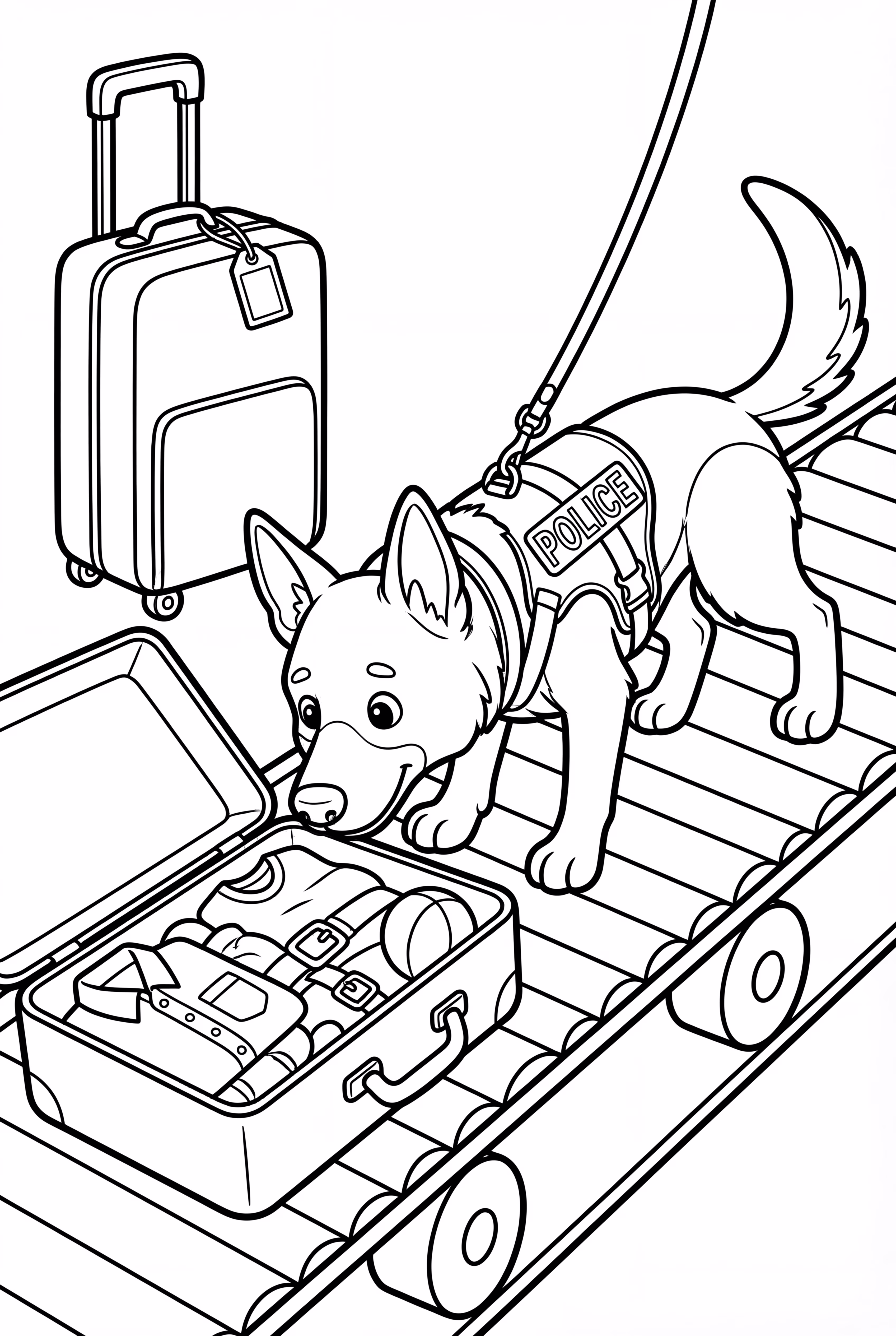 Police Dog Sniffing Luggage