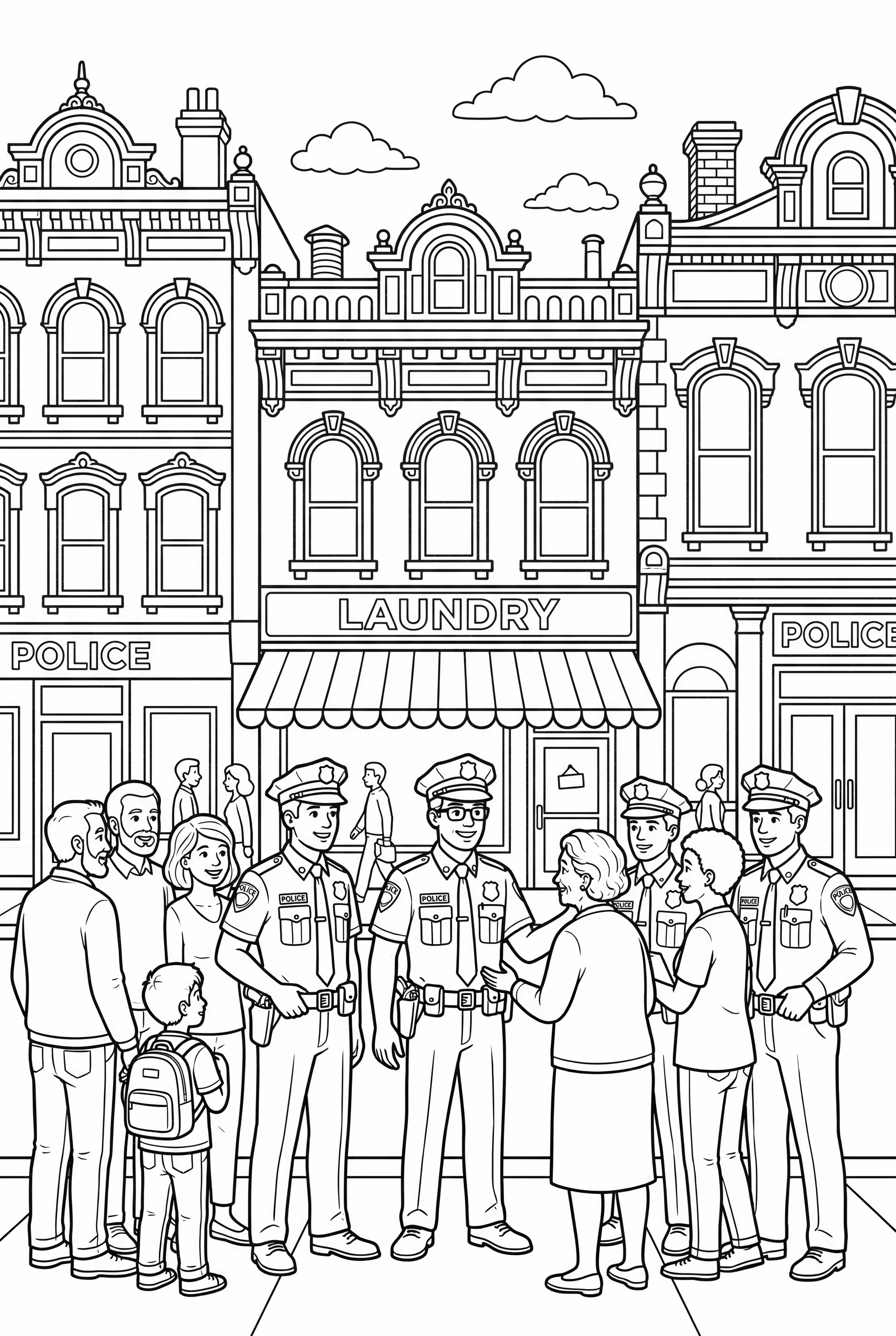 Les policiers aidant la communauté