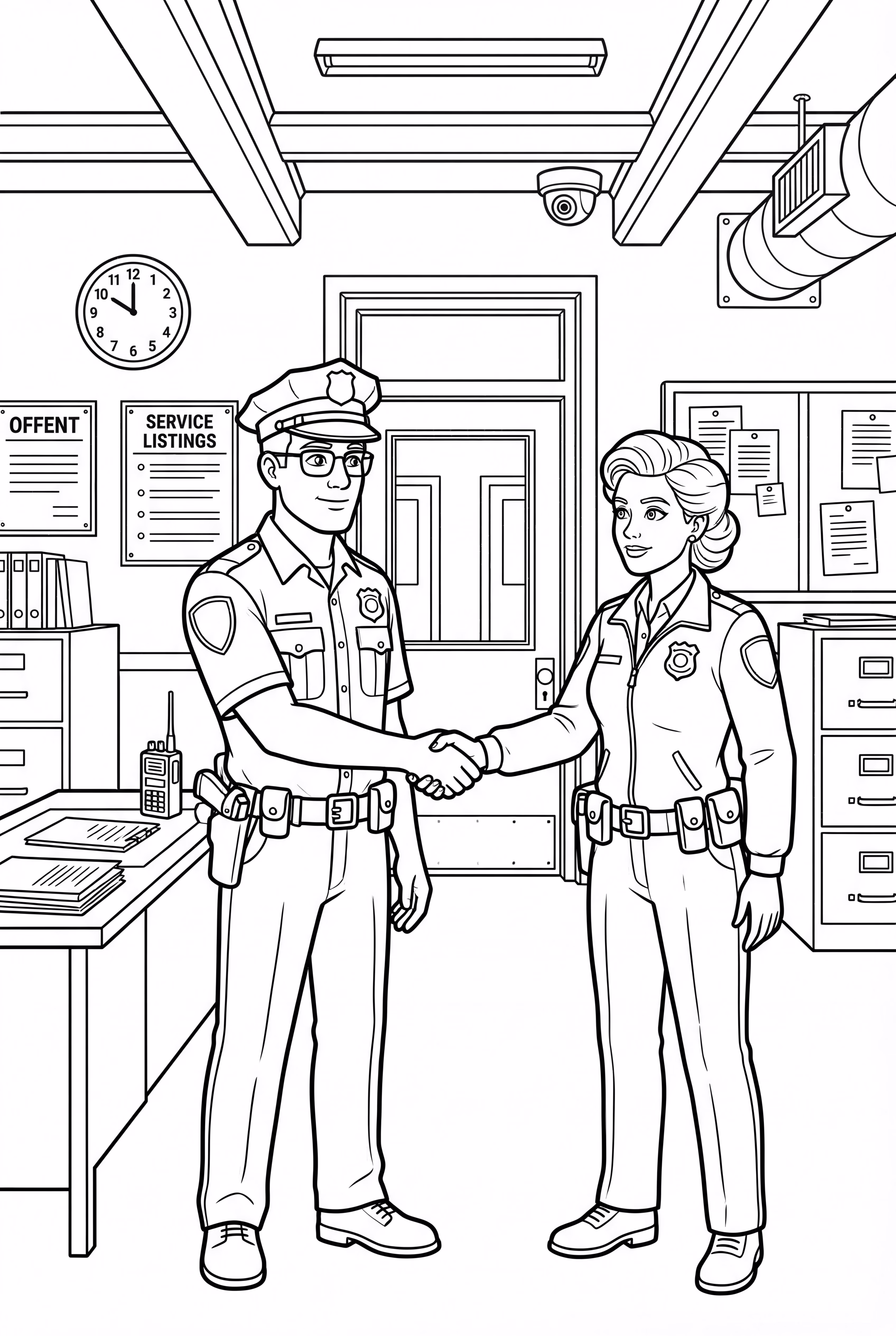 Les policiers résolvant un mystère ensemble