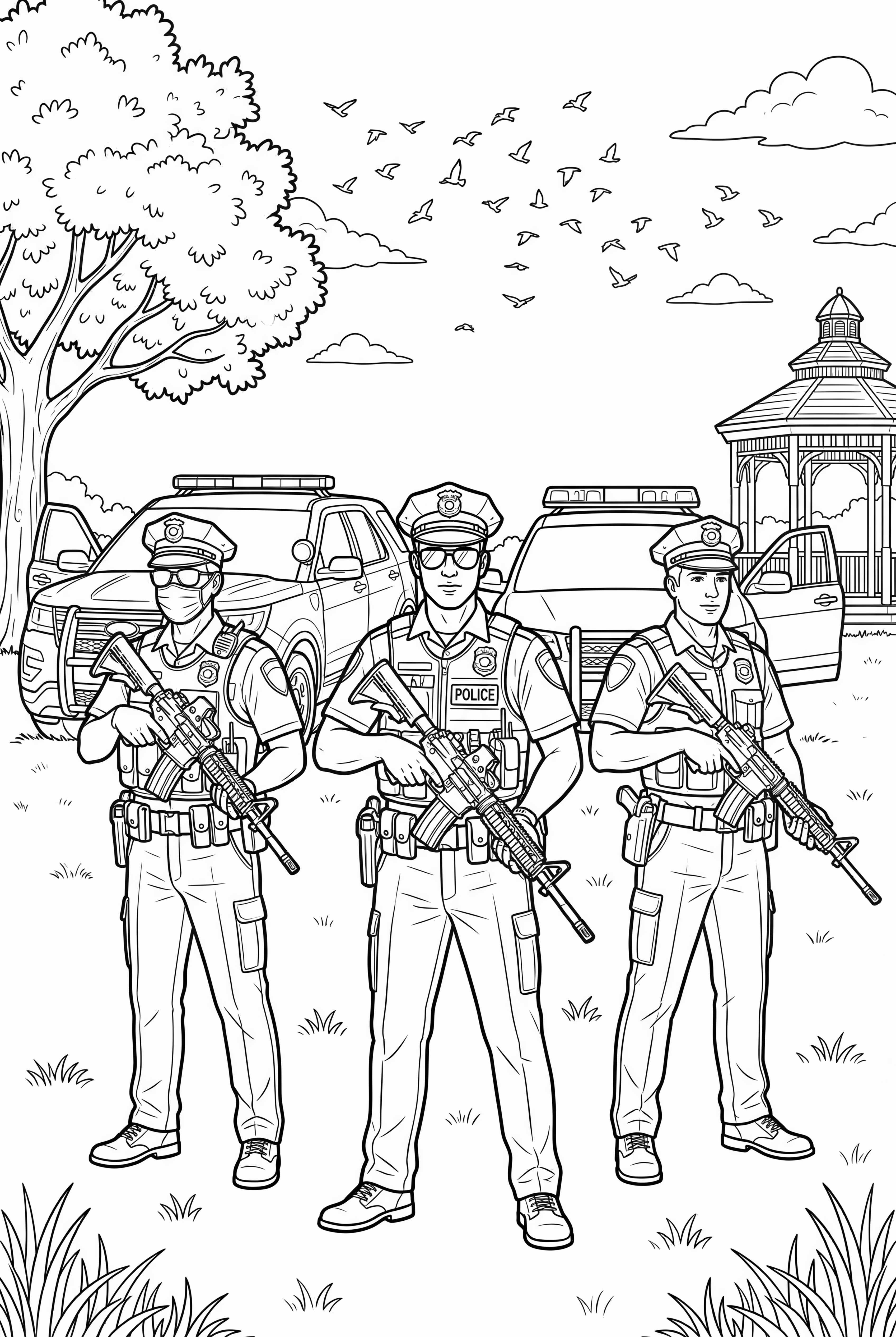 Entraînement de l'équipe de police dans le parc