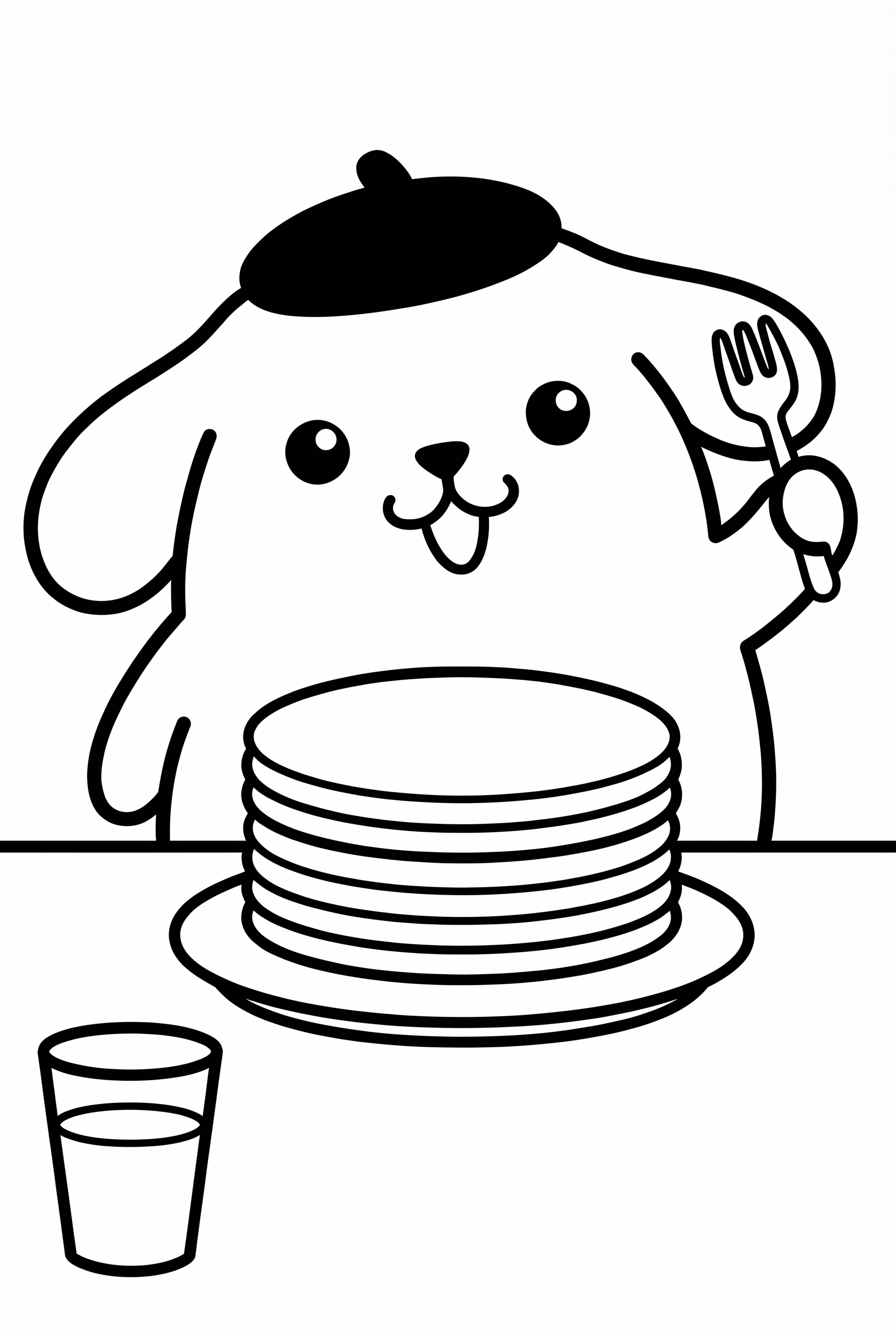 Pompompurin Eating Pancakes