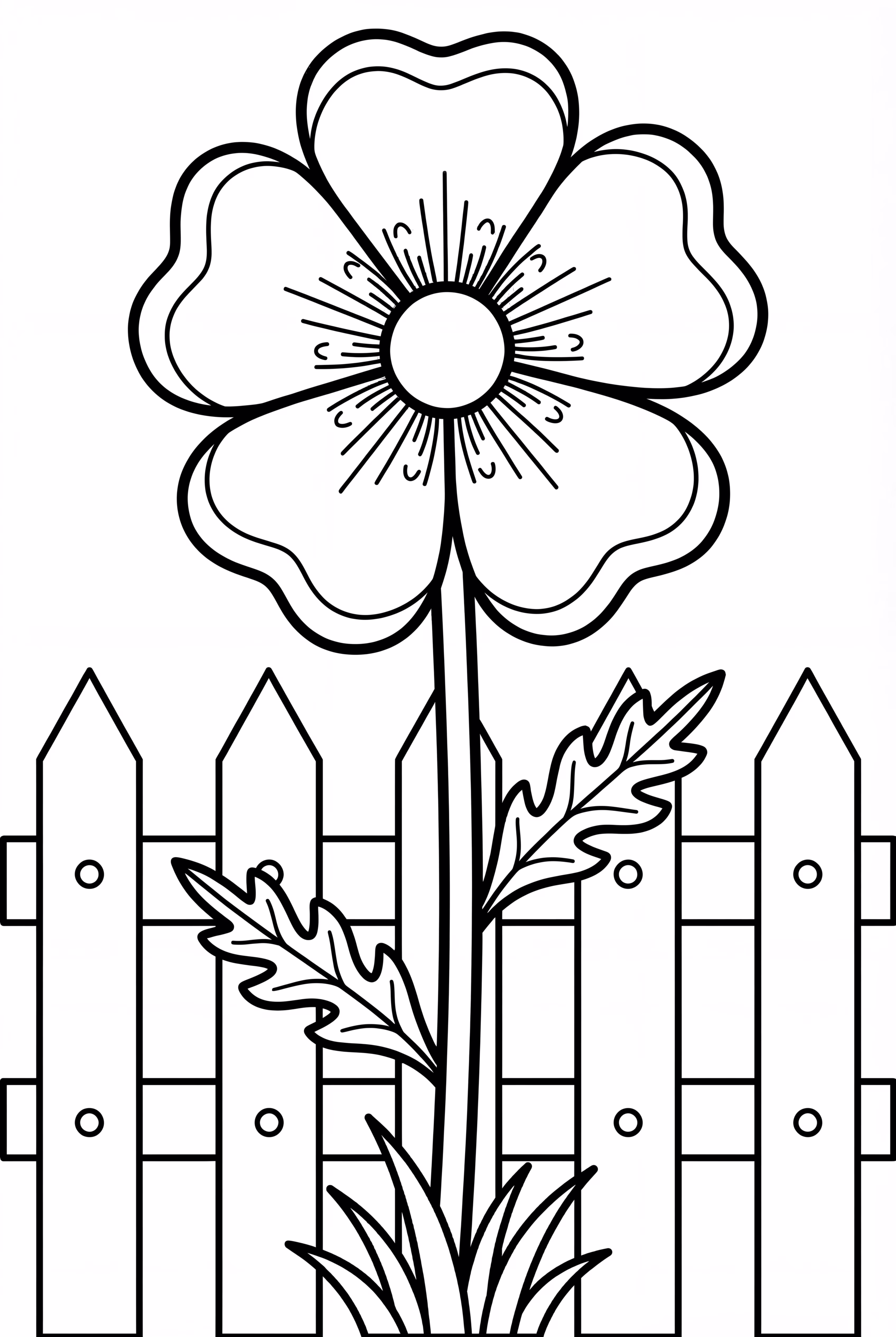 ポピーの花とピケットフェンス