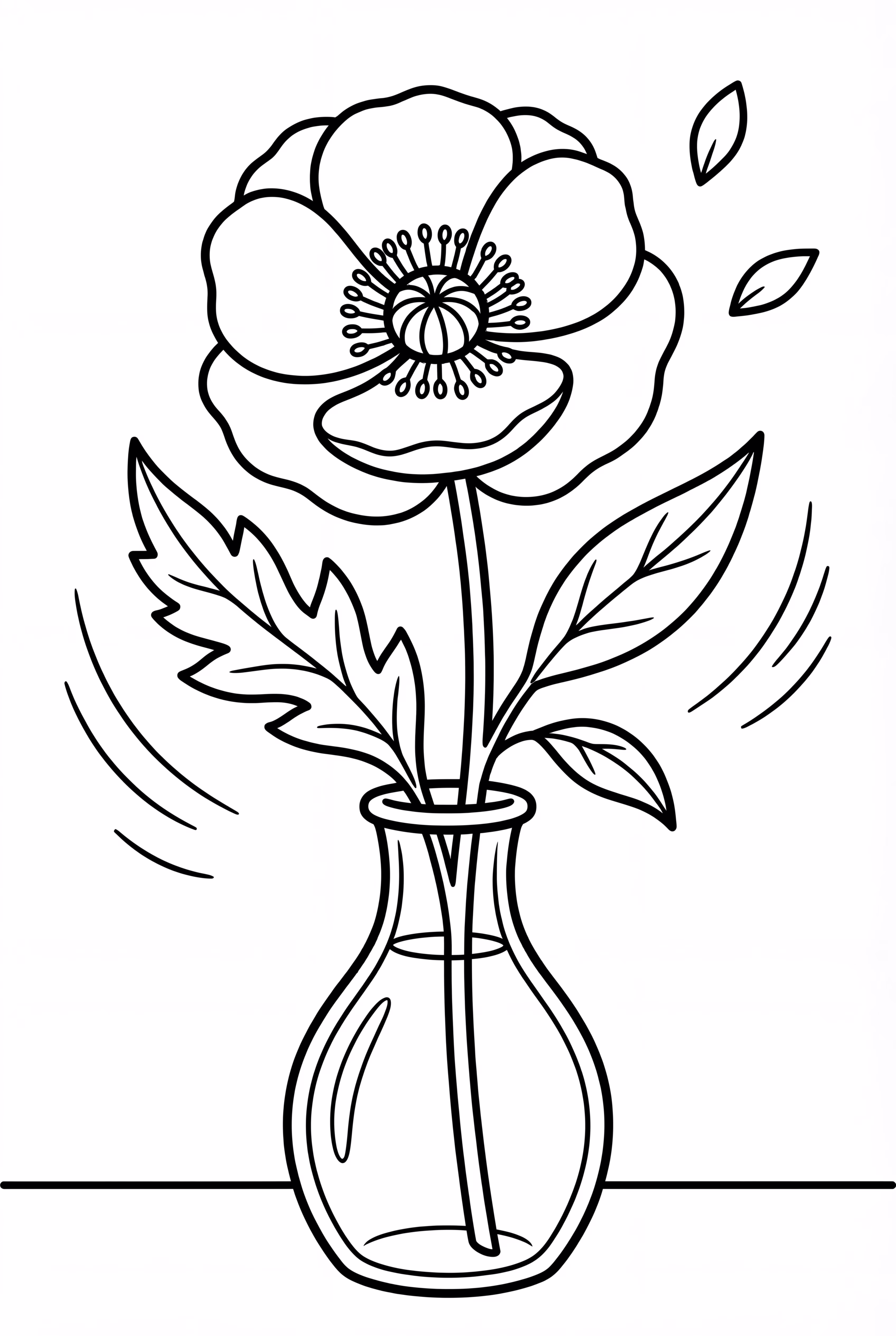 Poppy Flower In A Glass Vase