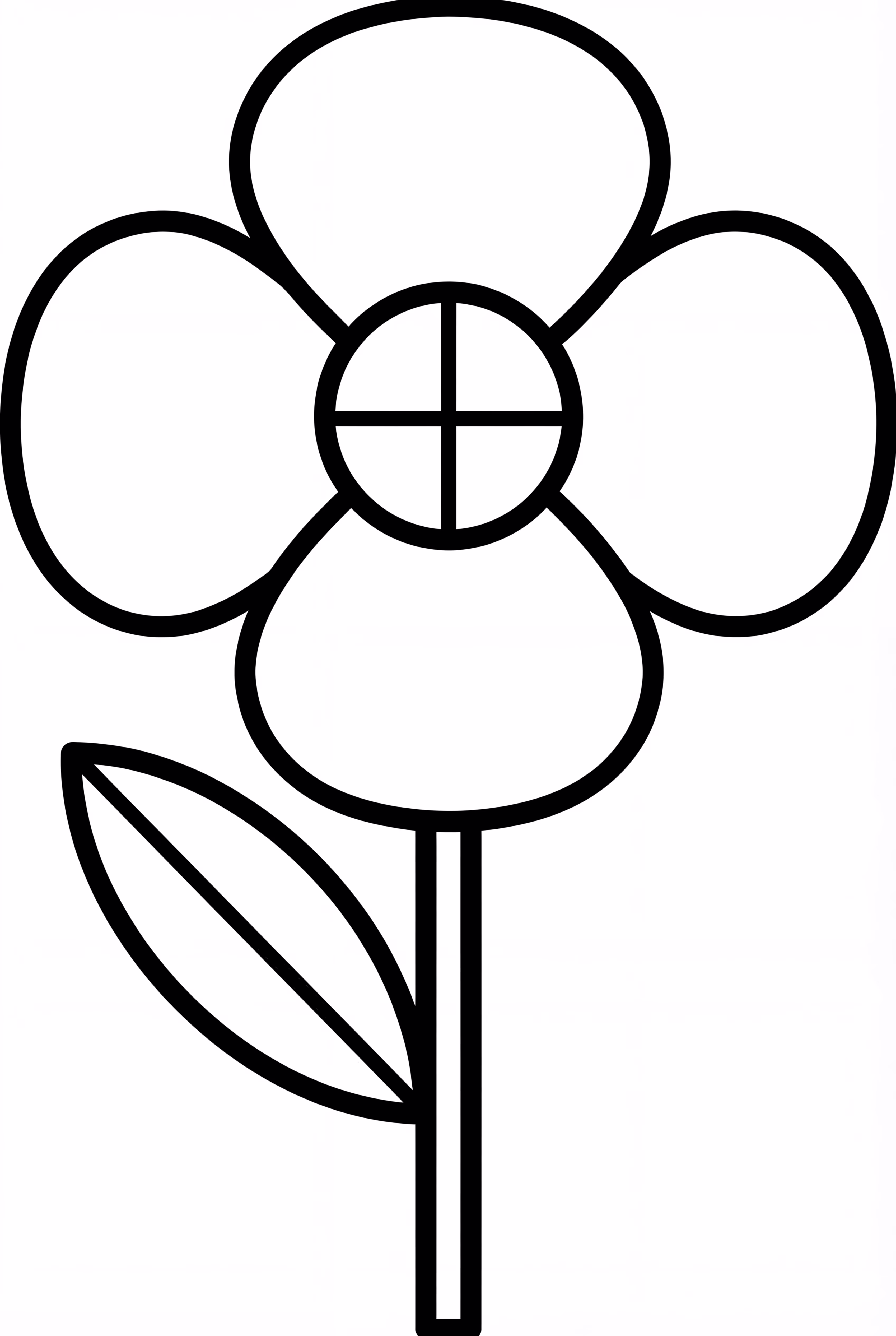 Flor de Papoula com Caule e Uma Folha