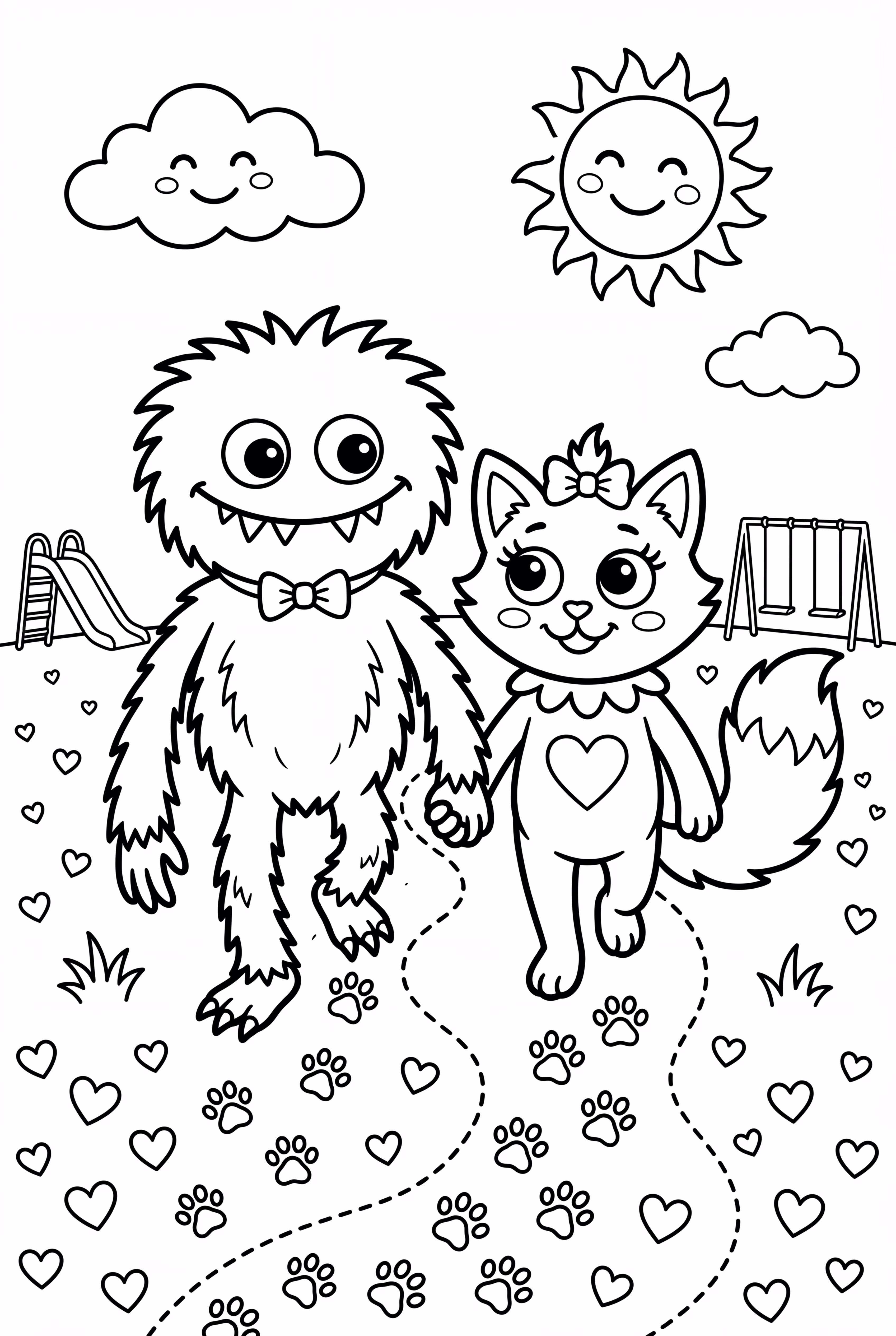 Sentier d'empreintes des personnages de Poppy Playtime