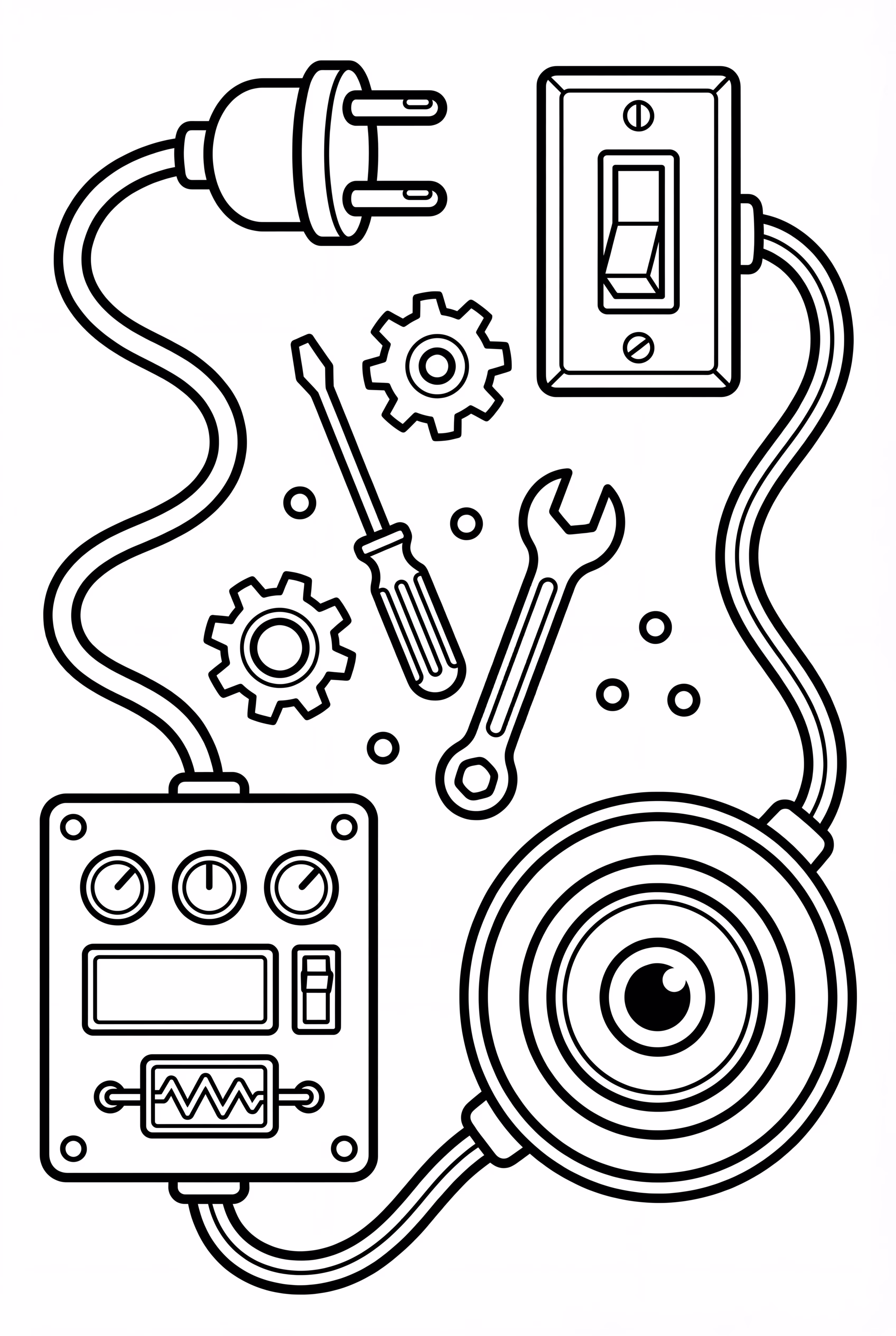 Gros plan sur les fils et circuits de Poppy Playtime