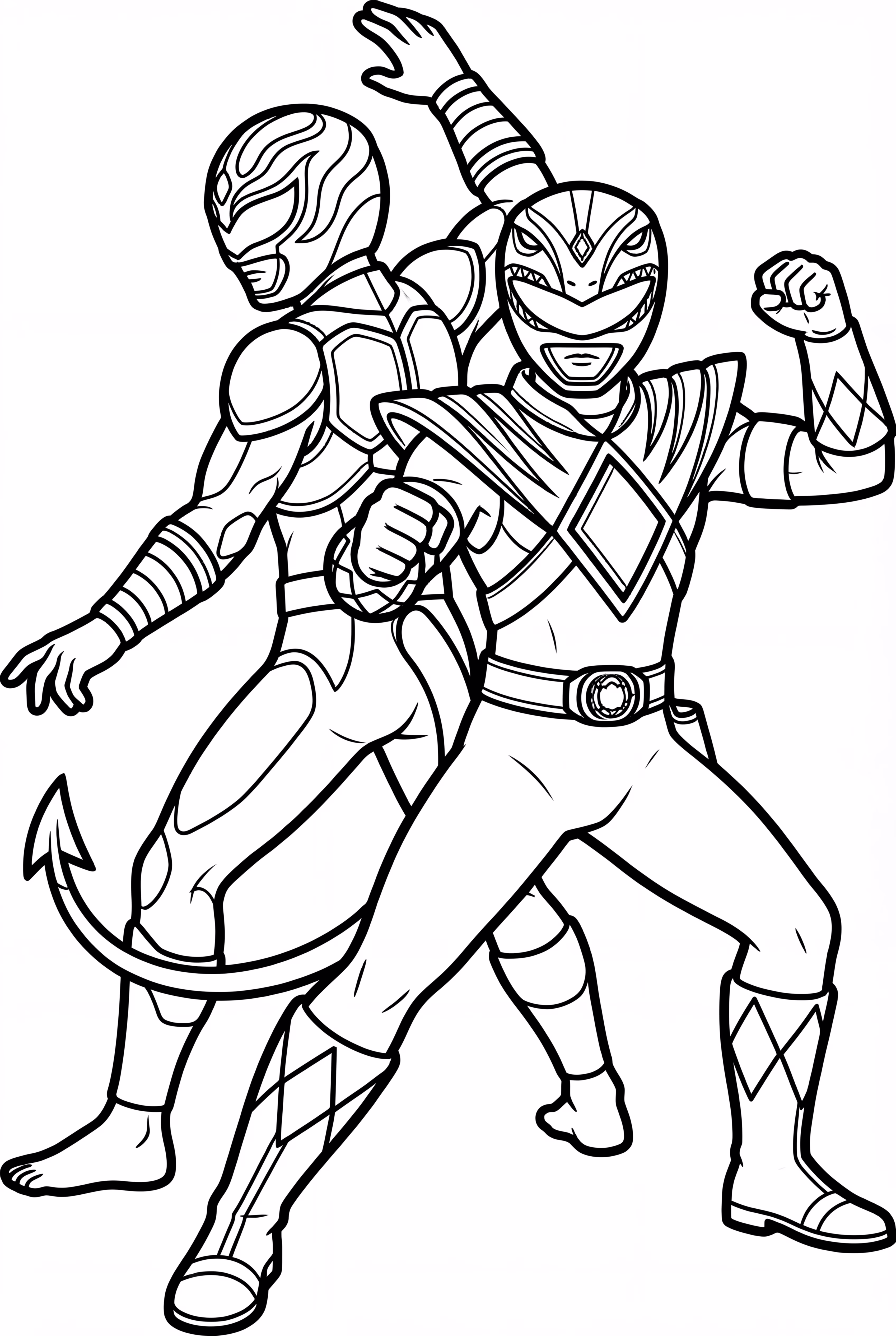 Power Rangers Gruppe kämpft gegen Monster