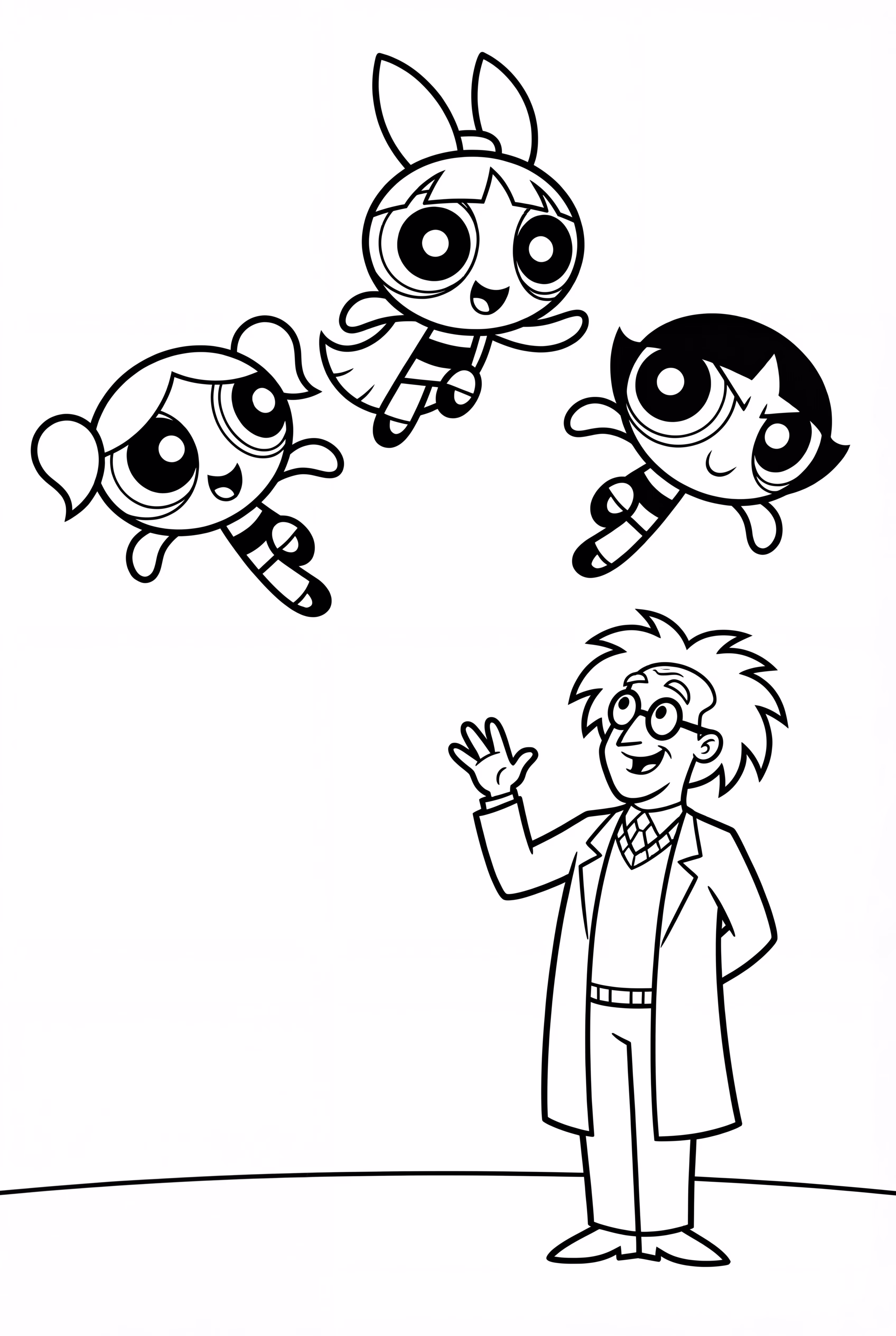 Powerpuff Girls And Professor Utonium