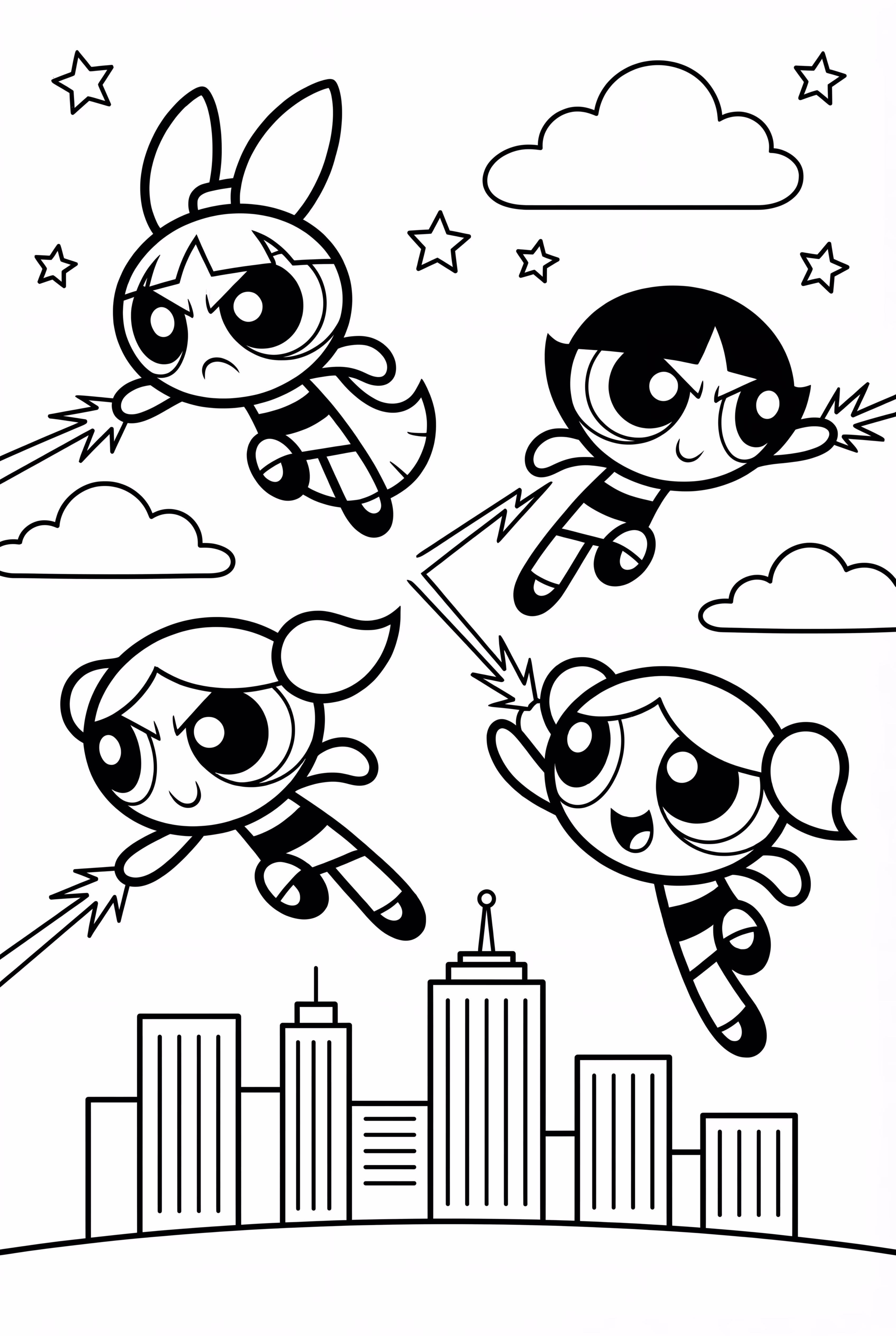 Powerpuff Girls Blasting Lasers