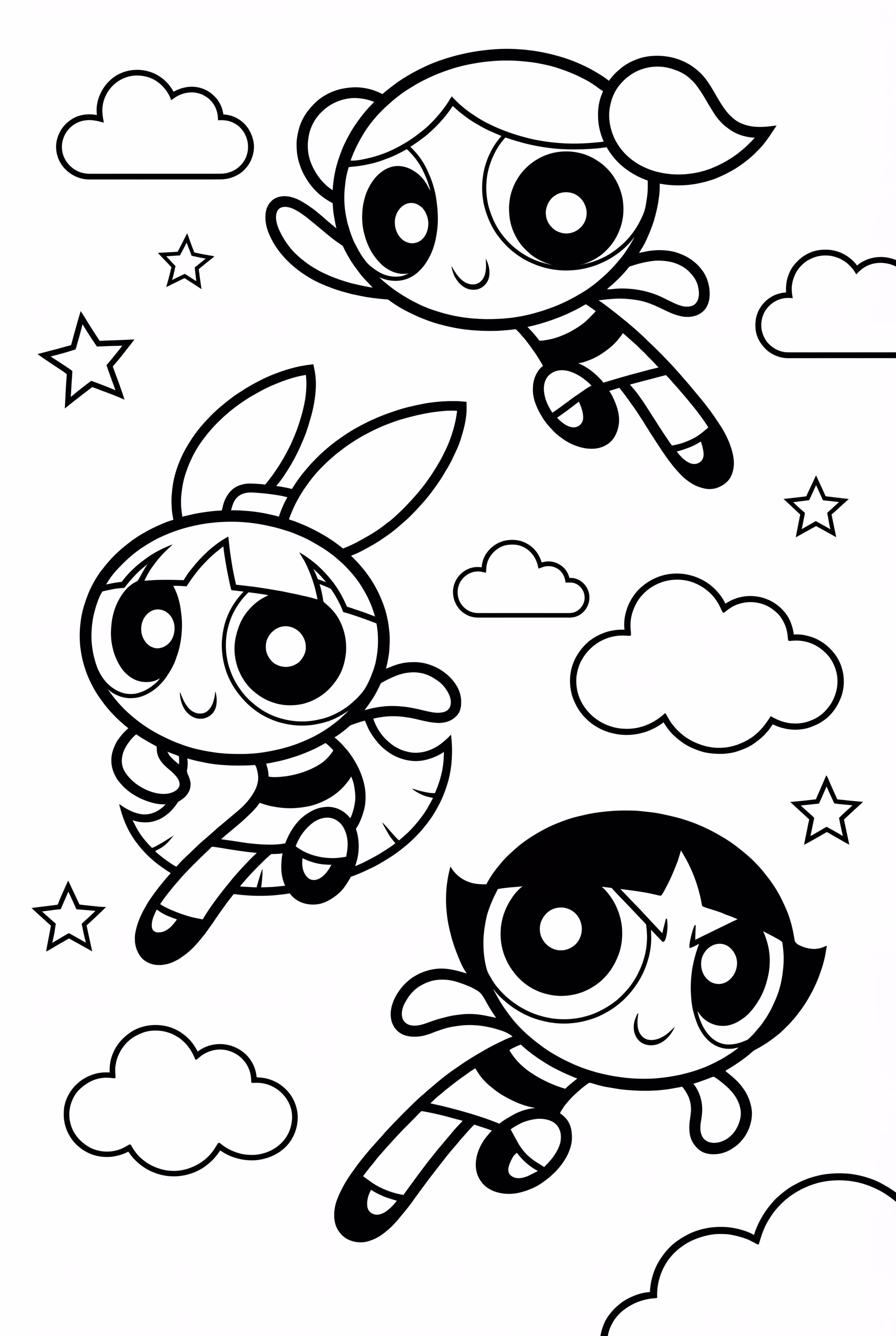 Powerpuff Girls In Dynamischer Actionpose