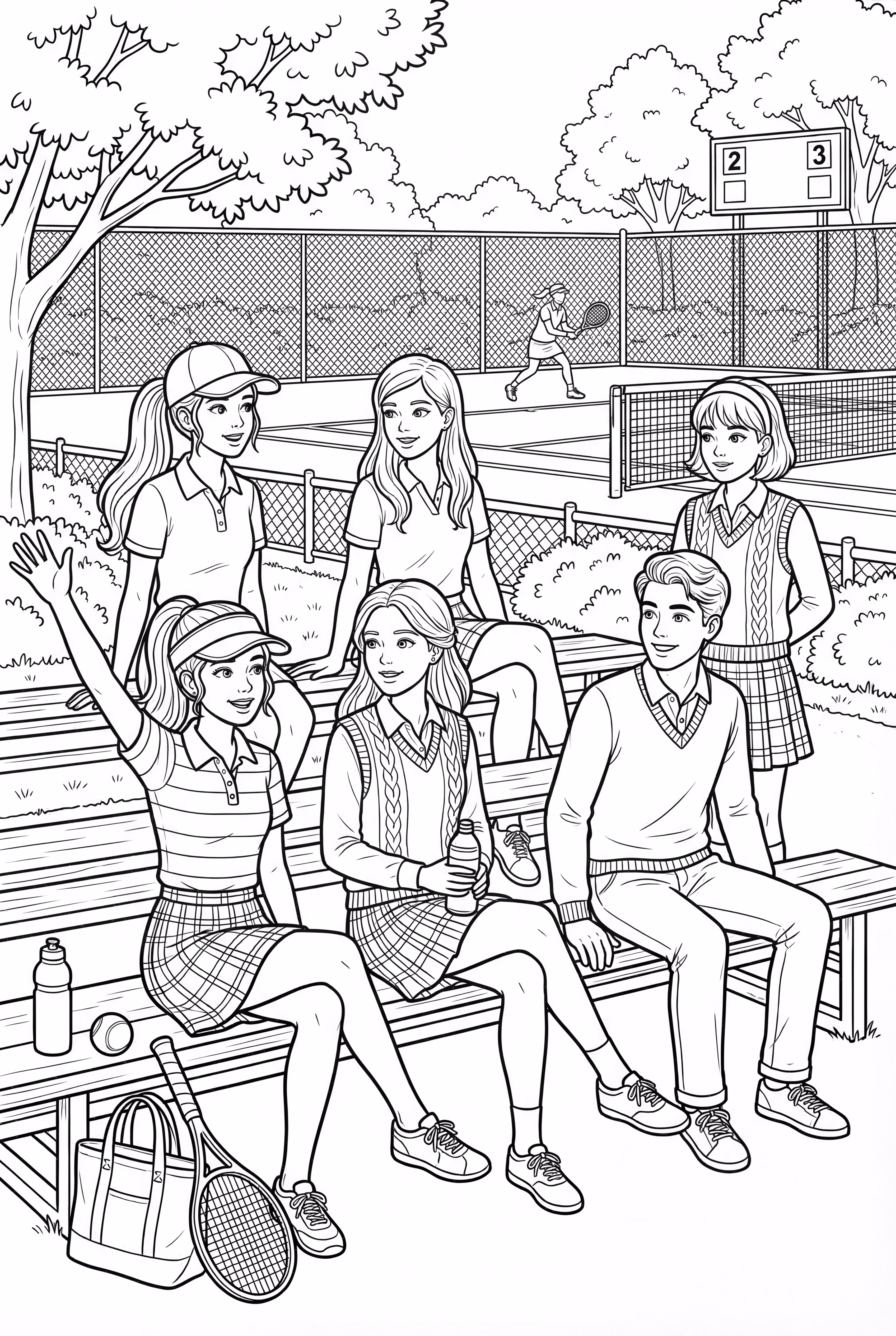 Amigos Preppy en un Partido de Tenis