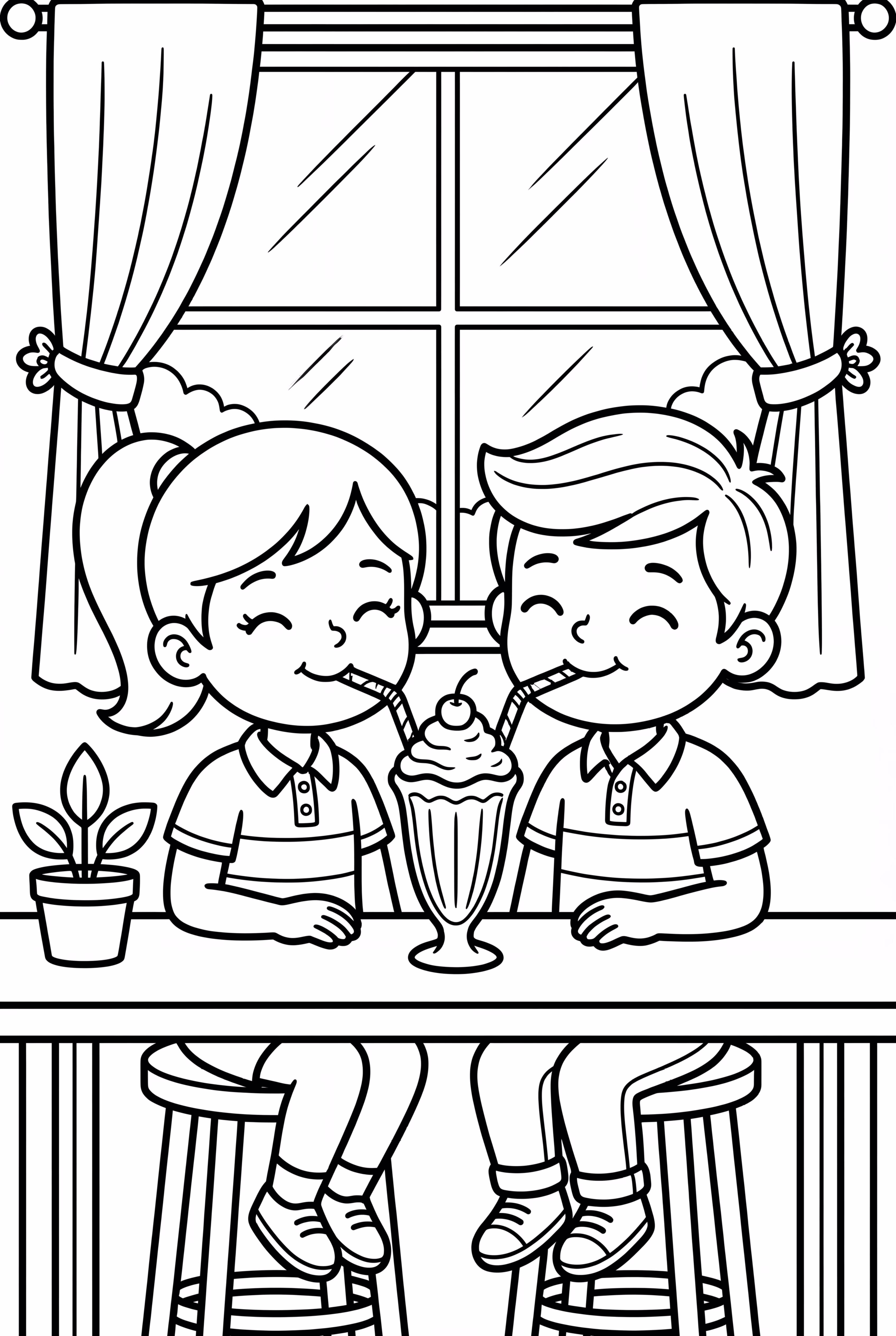 ミルクセーキを分け合うプレッピーフレンズ