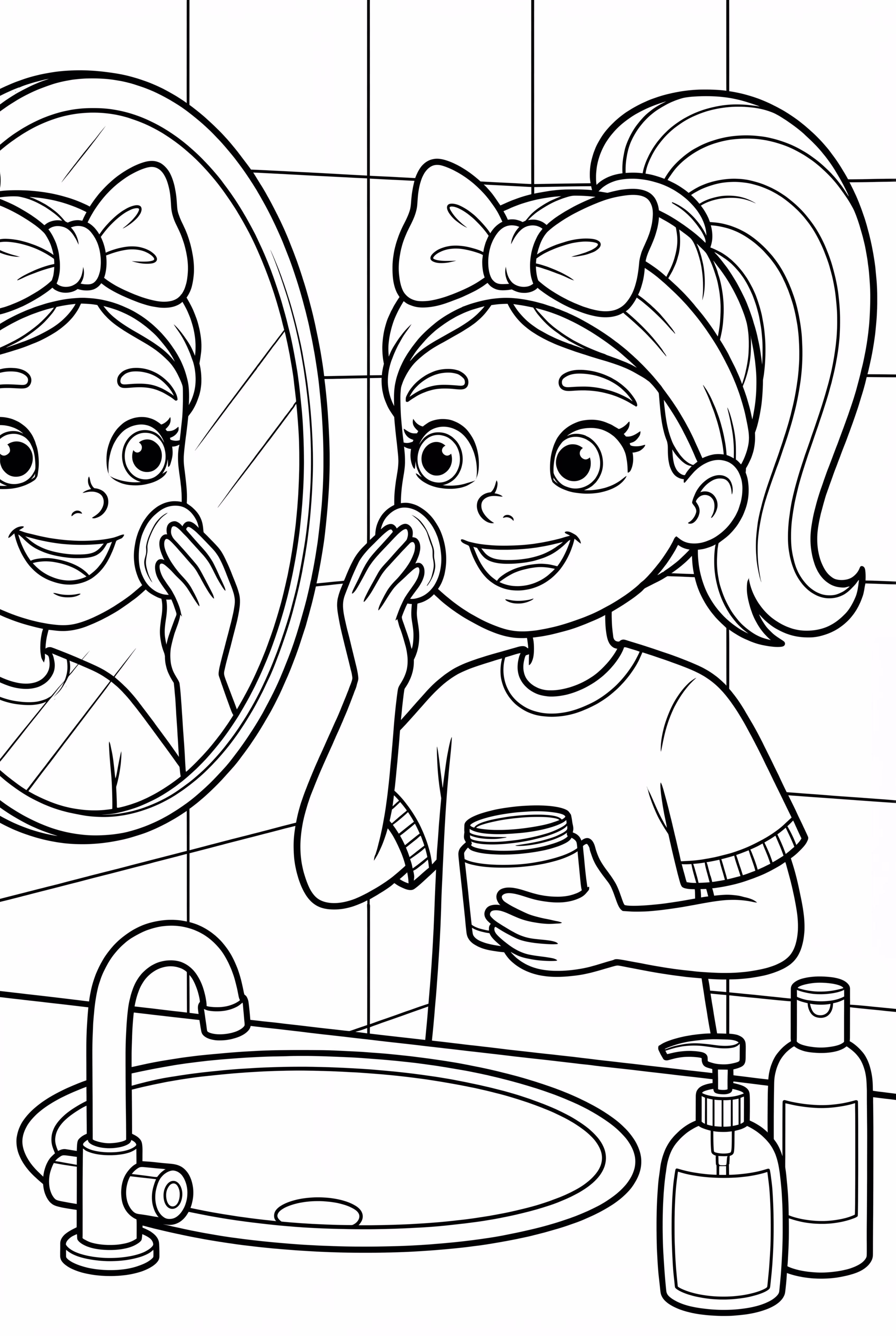 文静女孩进行护肤步骤