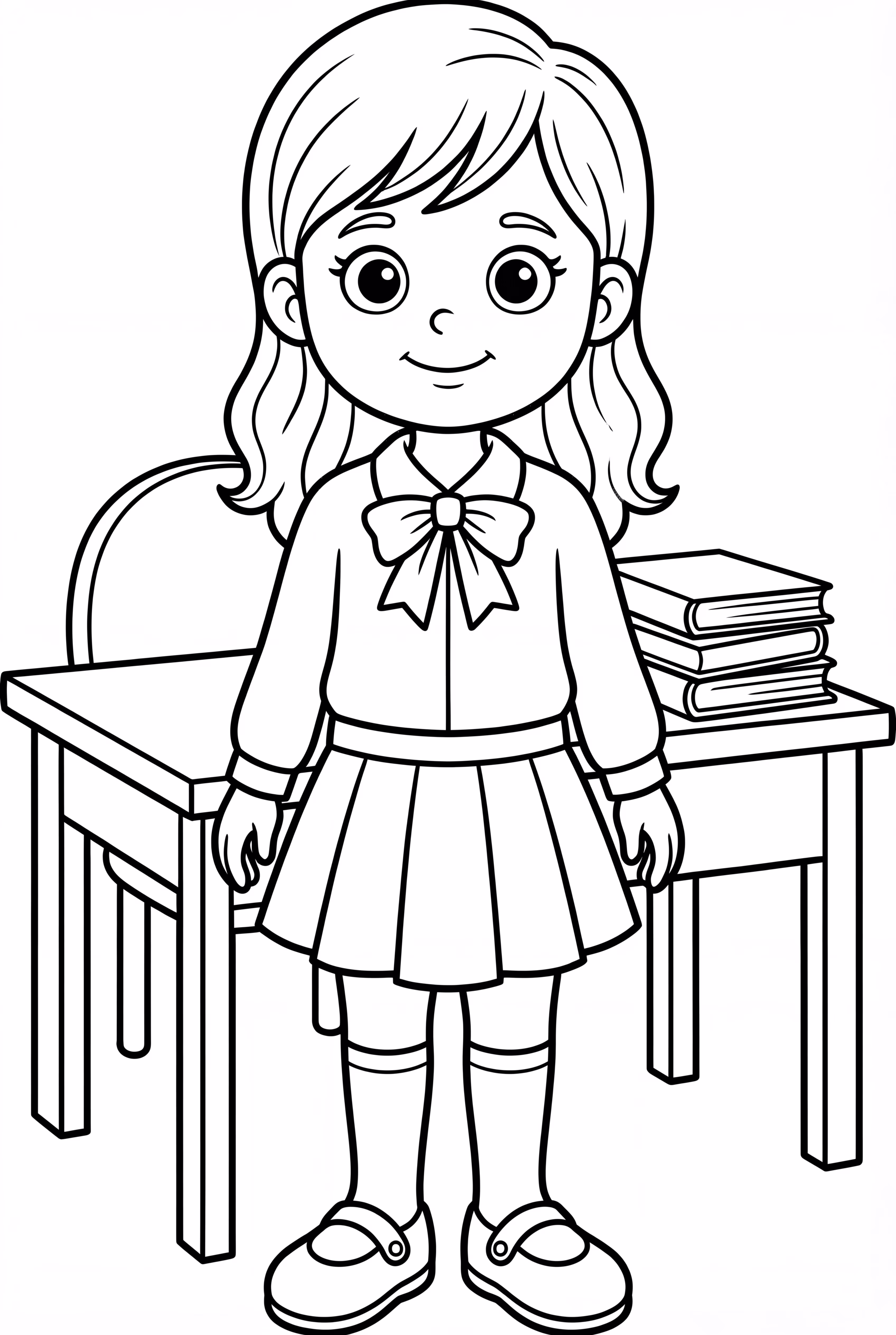 Preppy Girl in a Pleated Skirt