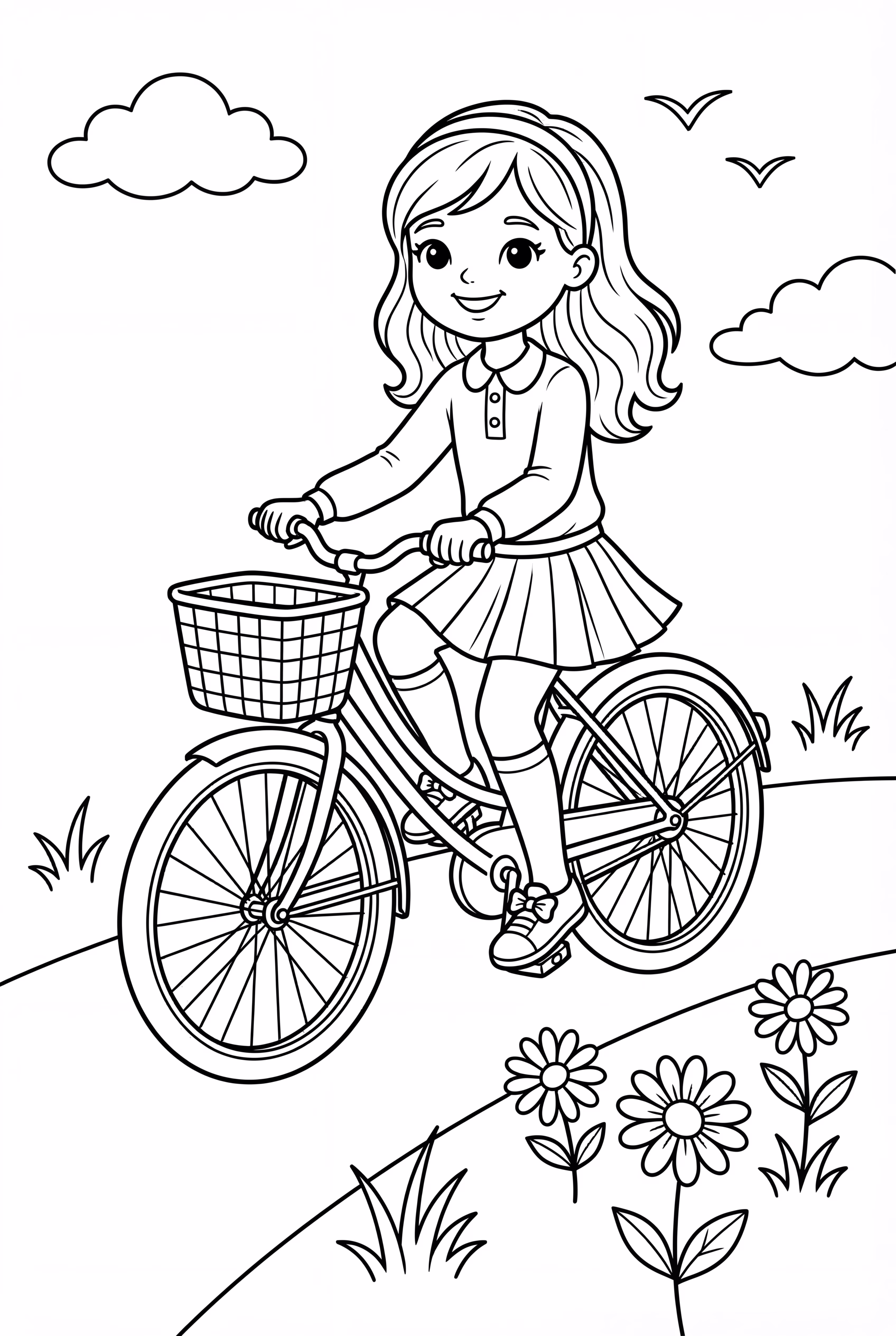 Preppy Girl Riding a Bicycle