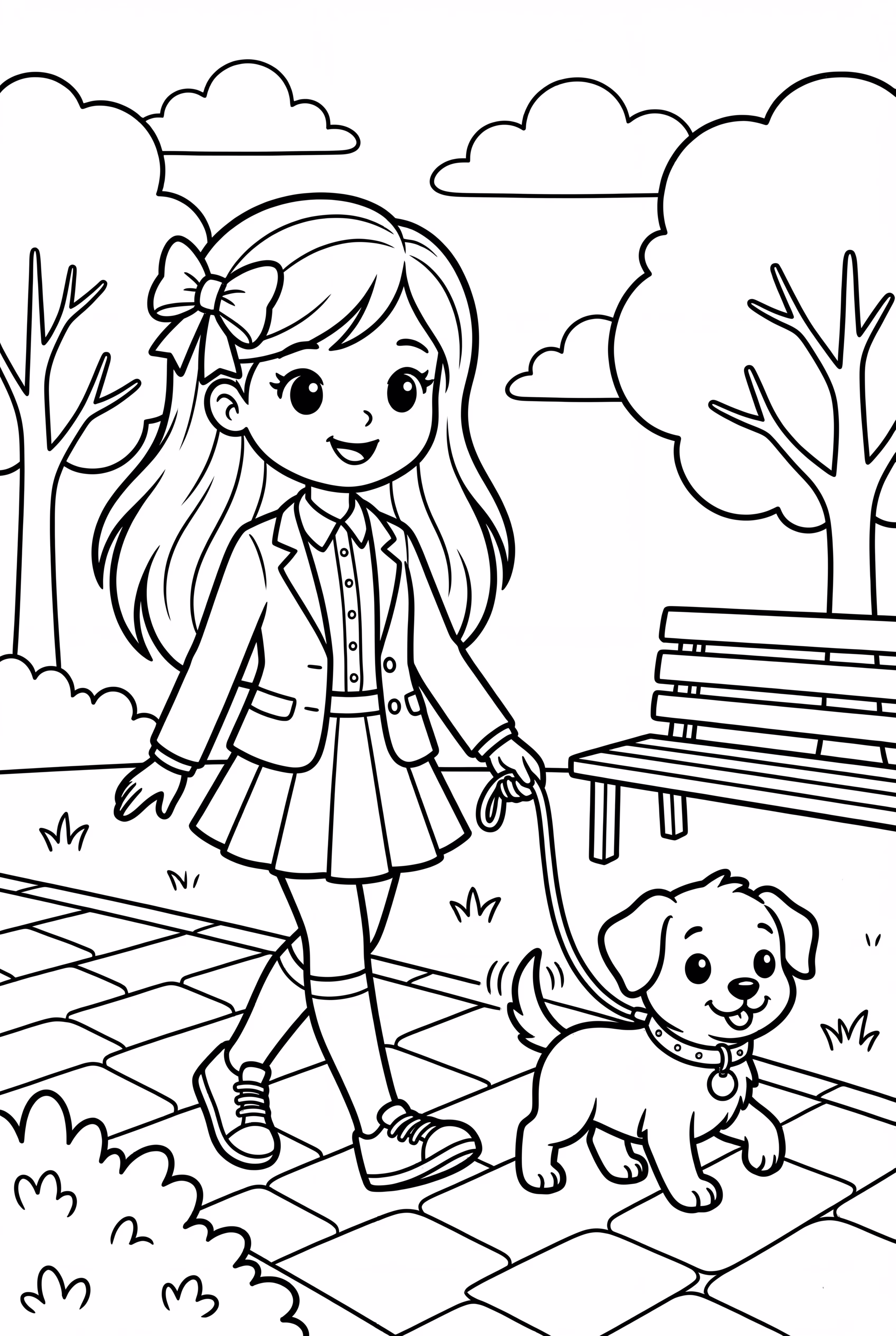 Preppy Girl Walking Her Dog