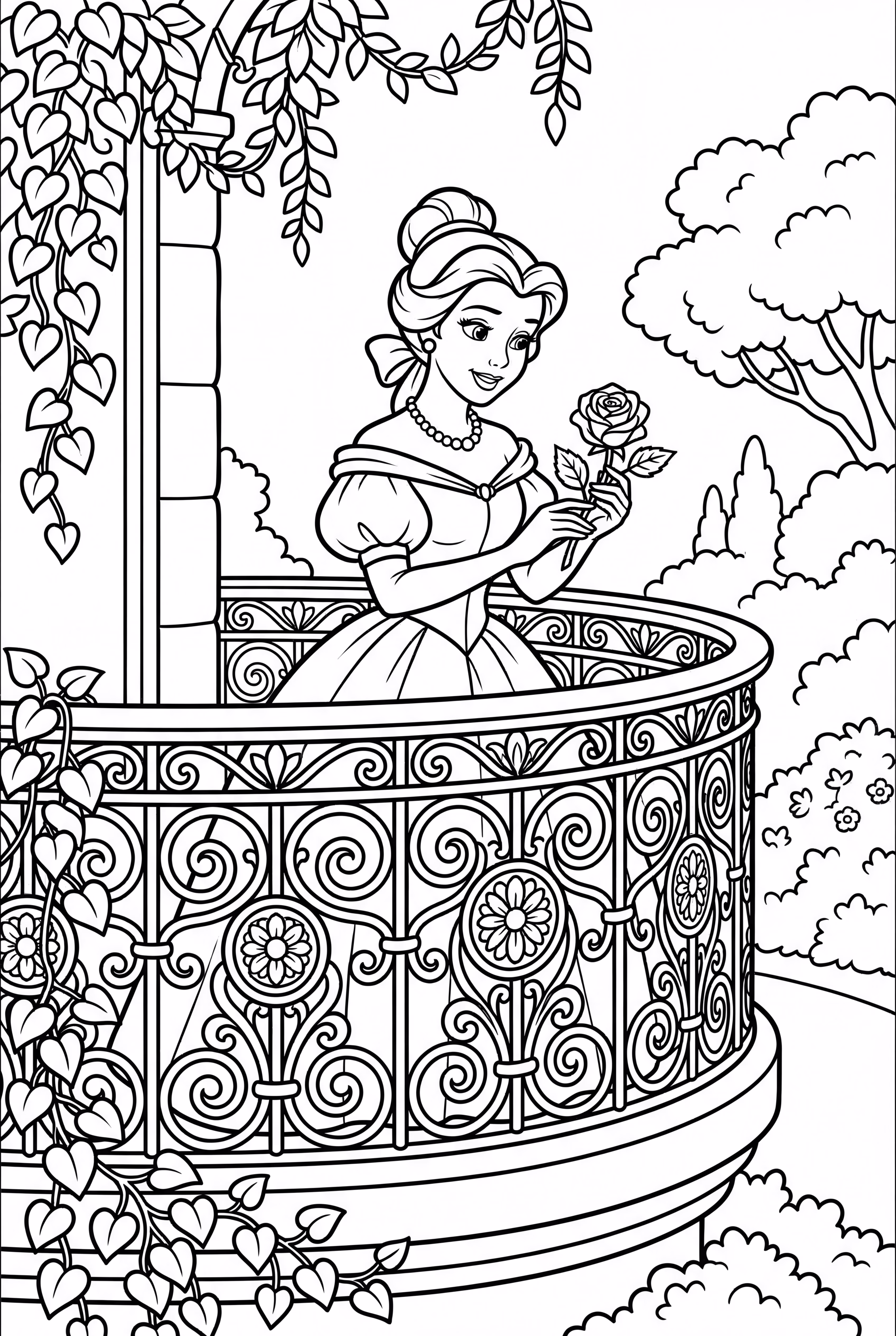 Princesa Belle na Varanda