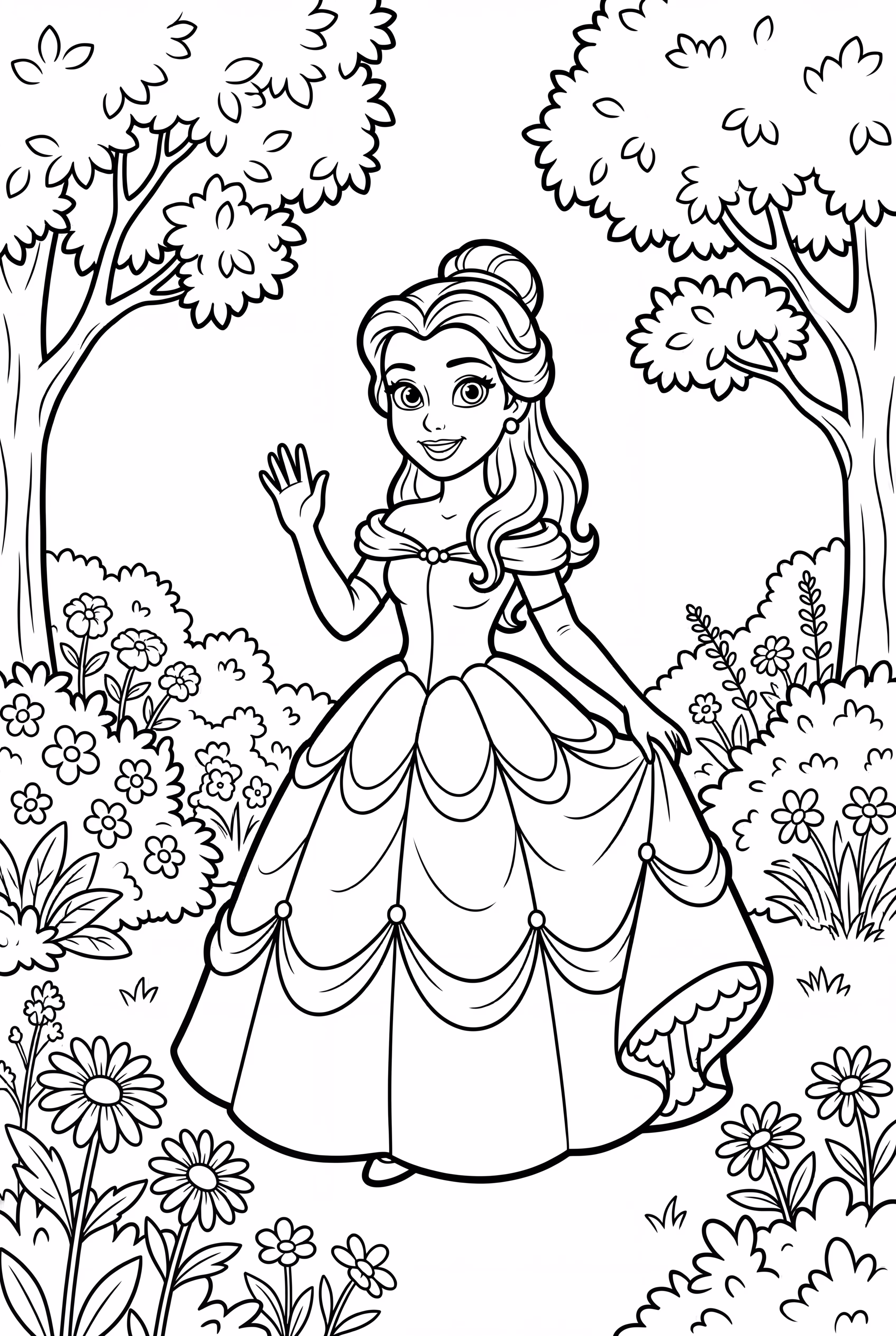 Princesa Bela Acenando Olá