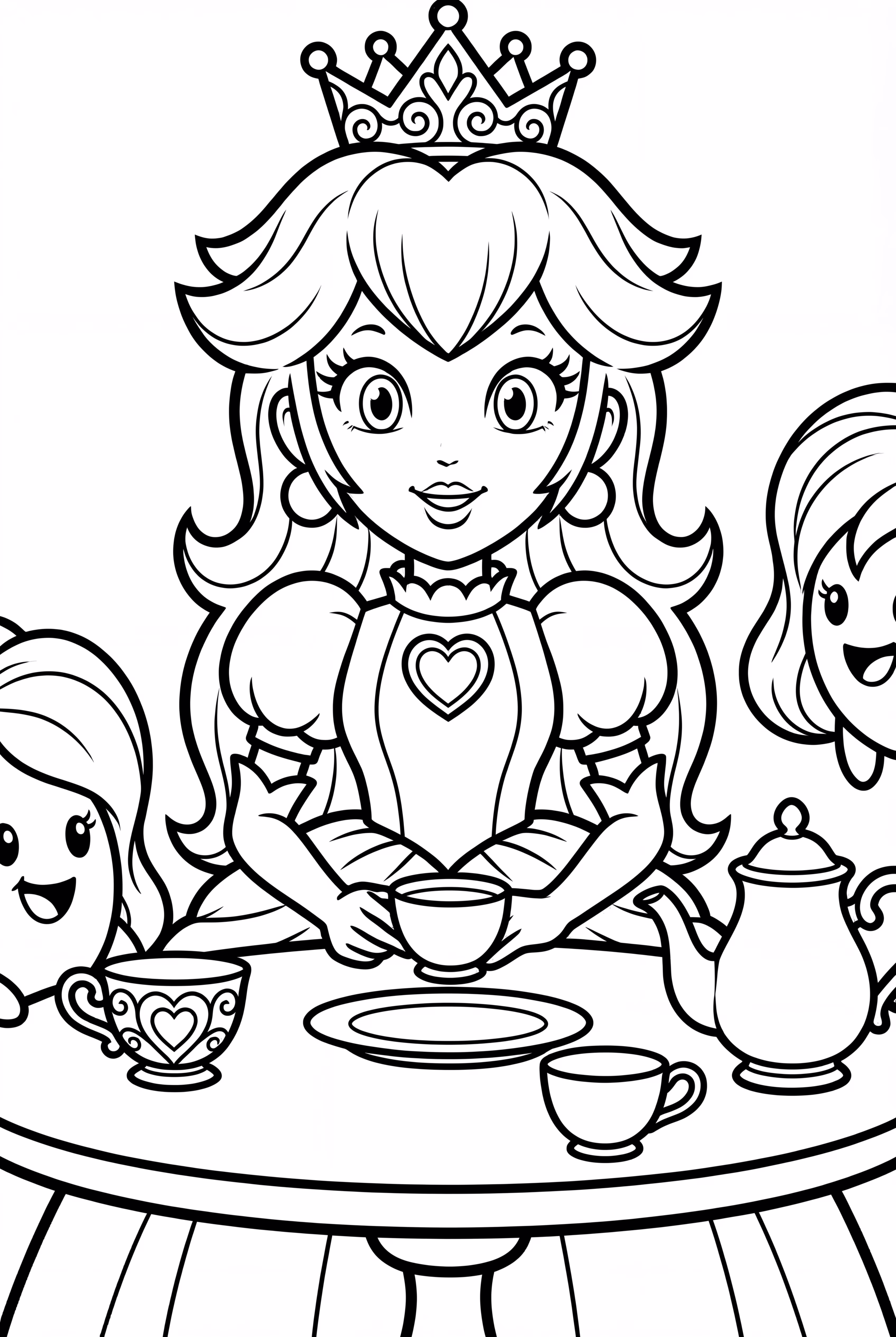 Princess Peach having a tea party with friends