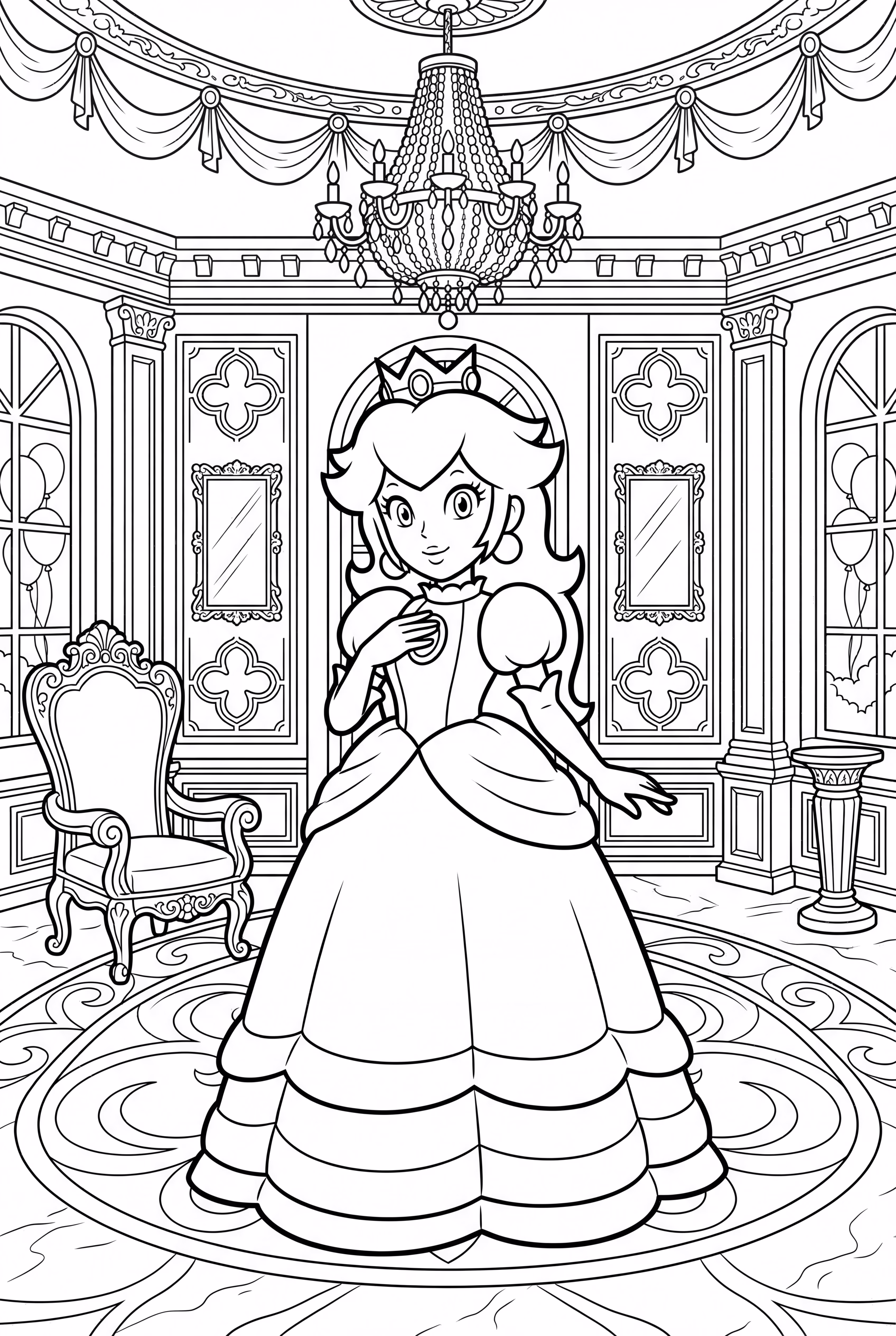 Princess Peach hosting a royal ball