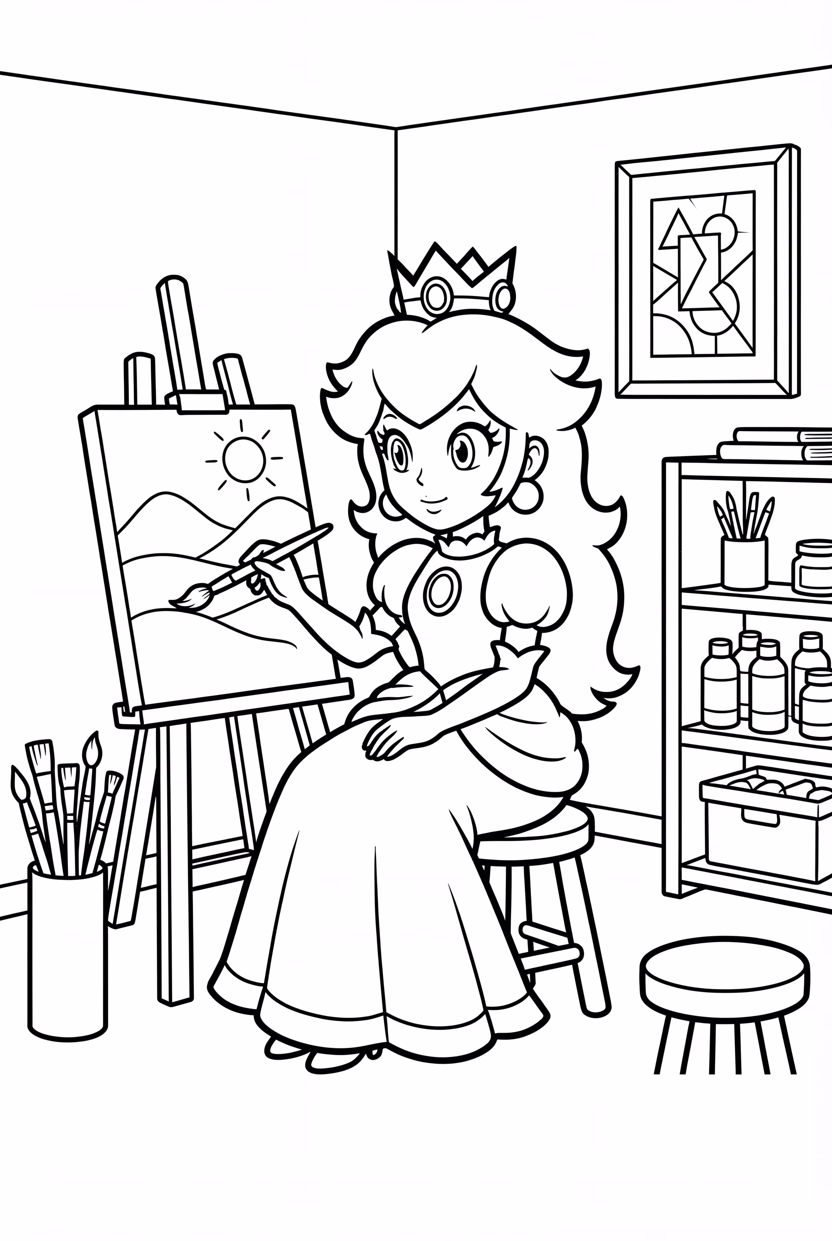 Princess Peach painting a masterpiece in her art studio-2