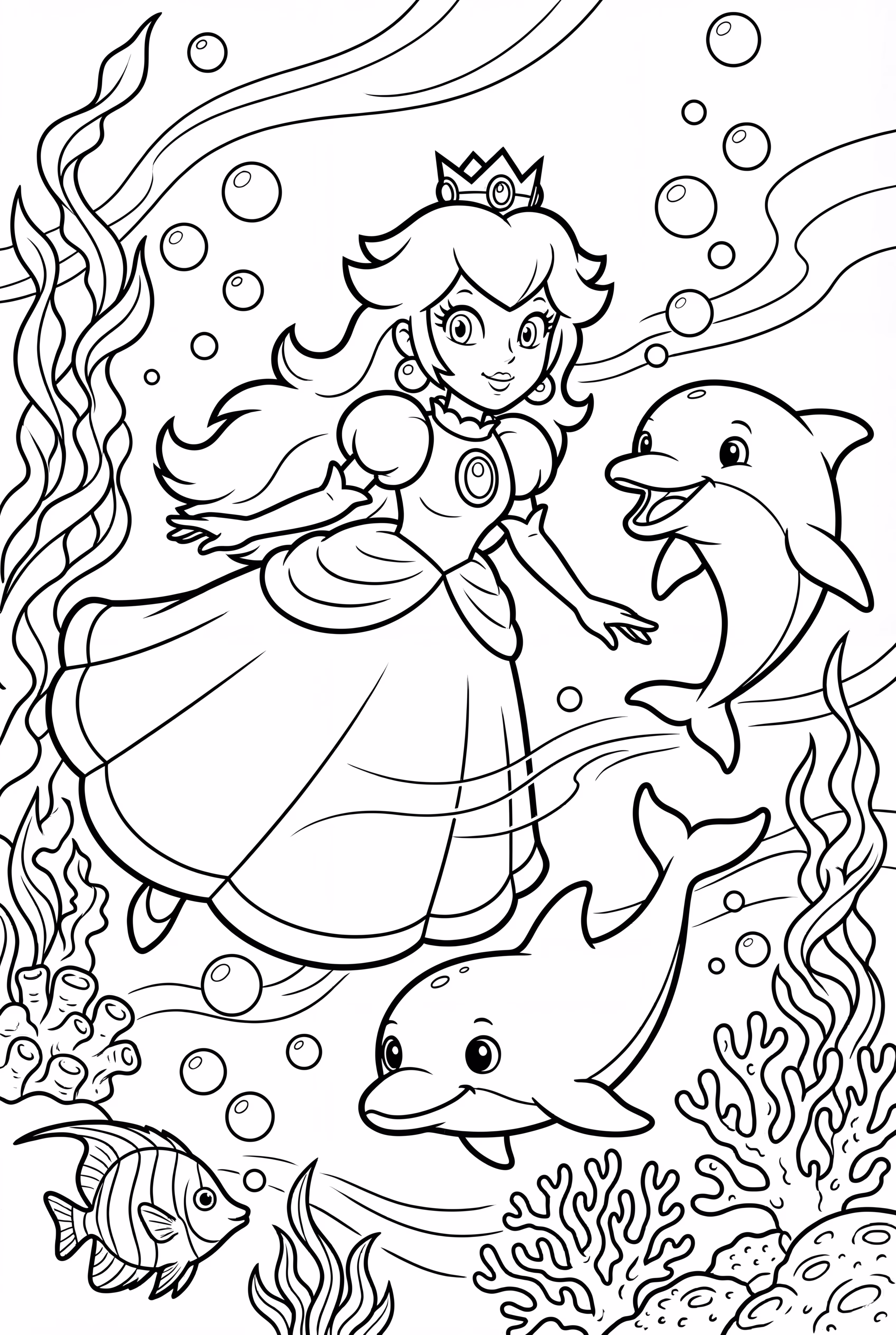 Princess Peach swimming with dolphins-2