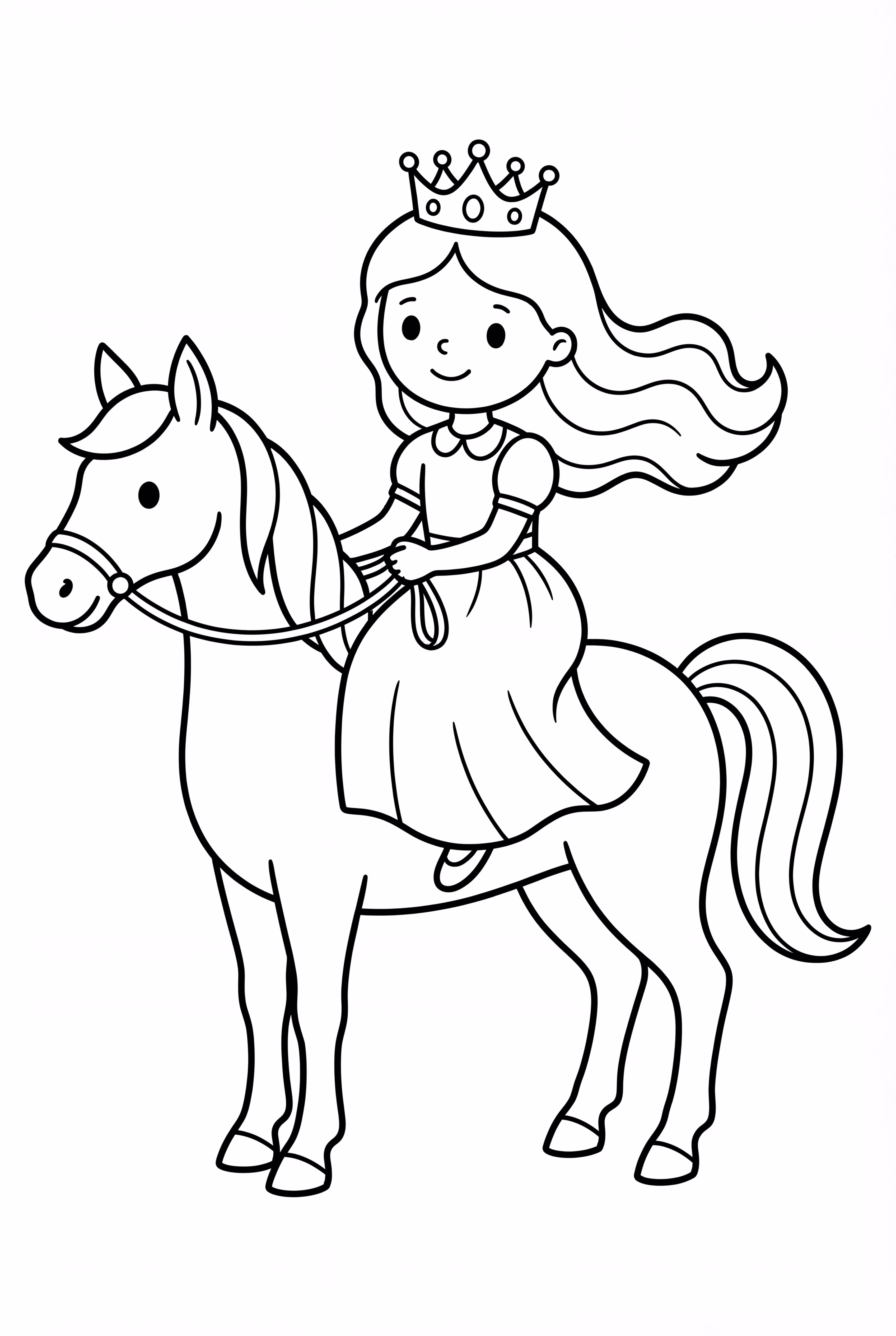Princess Riding White Horse With Crown