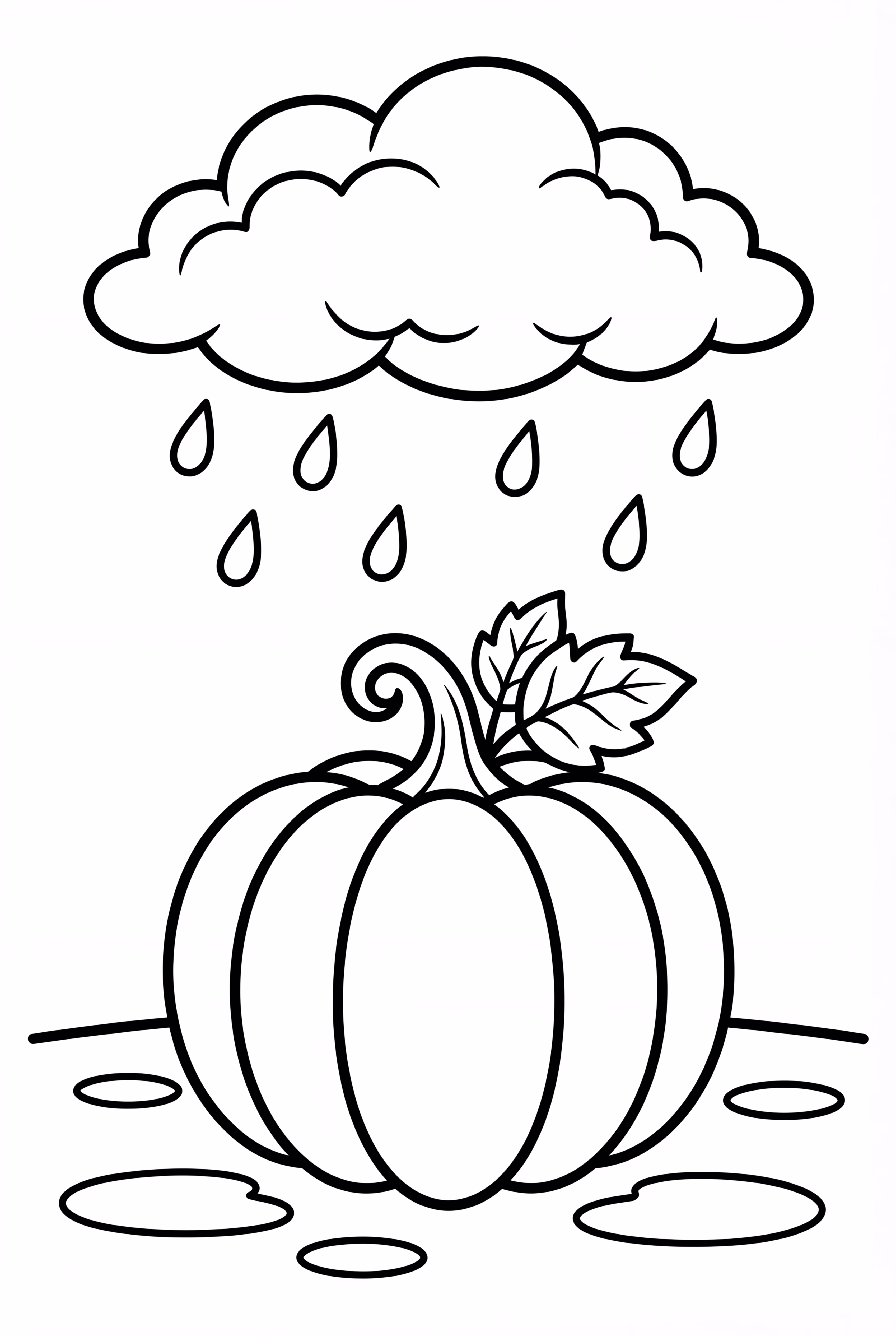 Pumpkin Being Watered By Rain