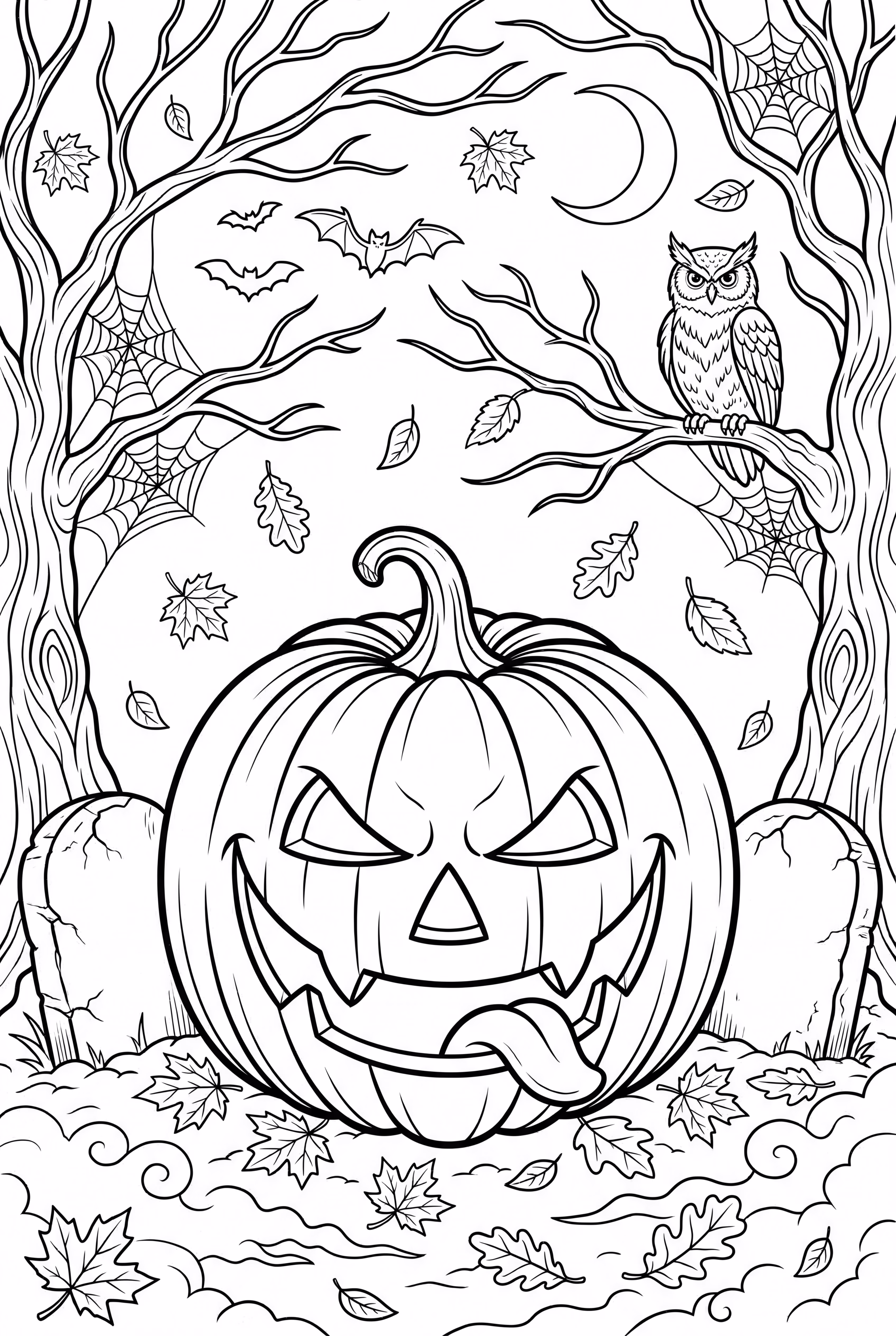 Citrouille Dans Une Forêt Hantée