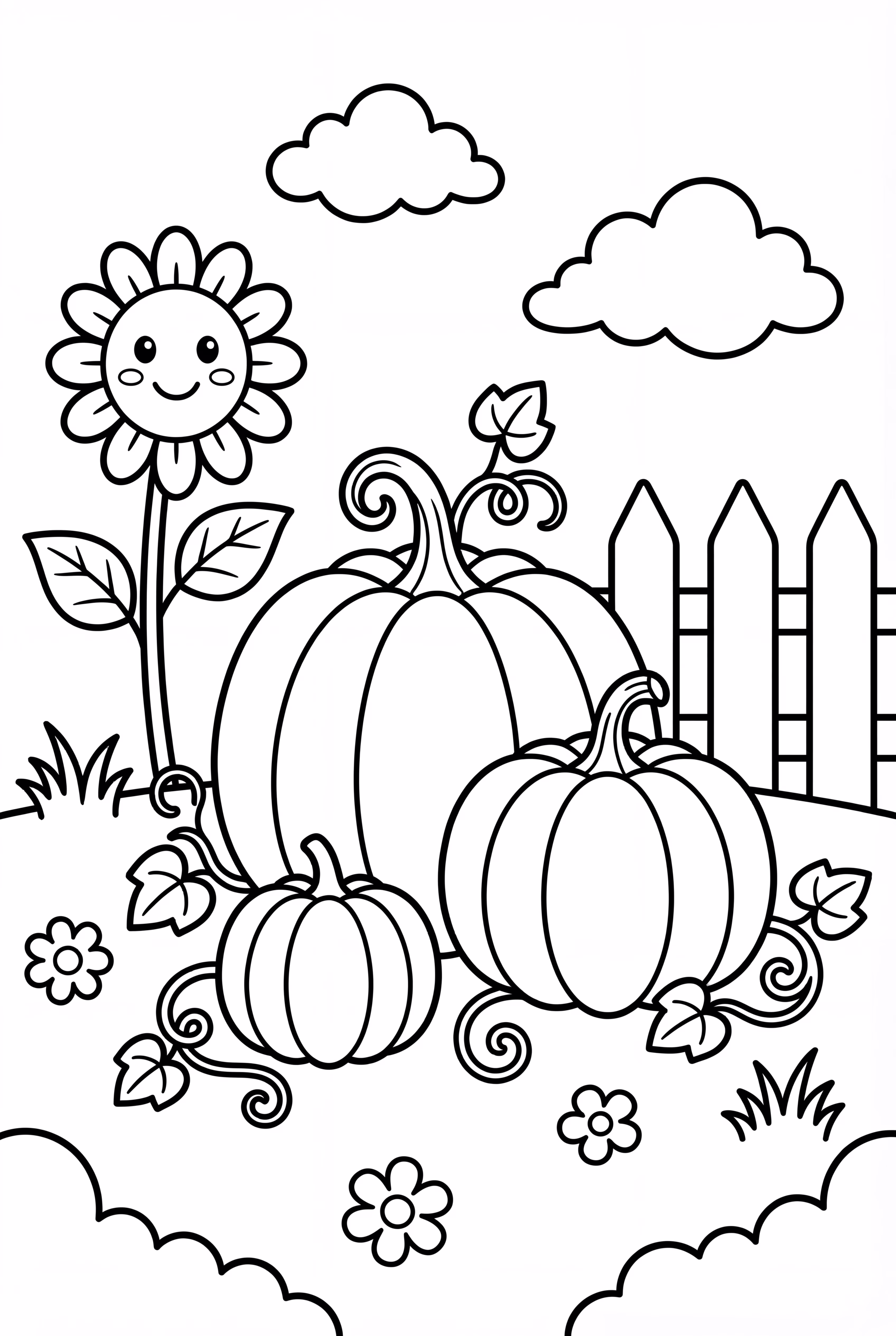 Kürbisfeld Mit Ranken Und Blättern