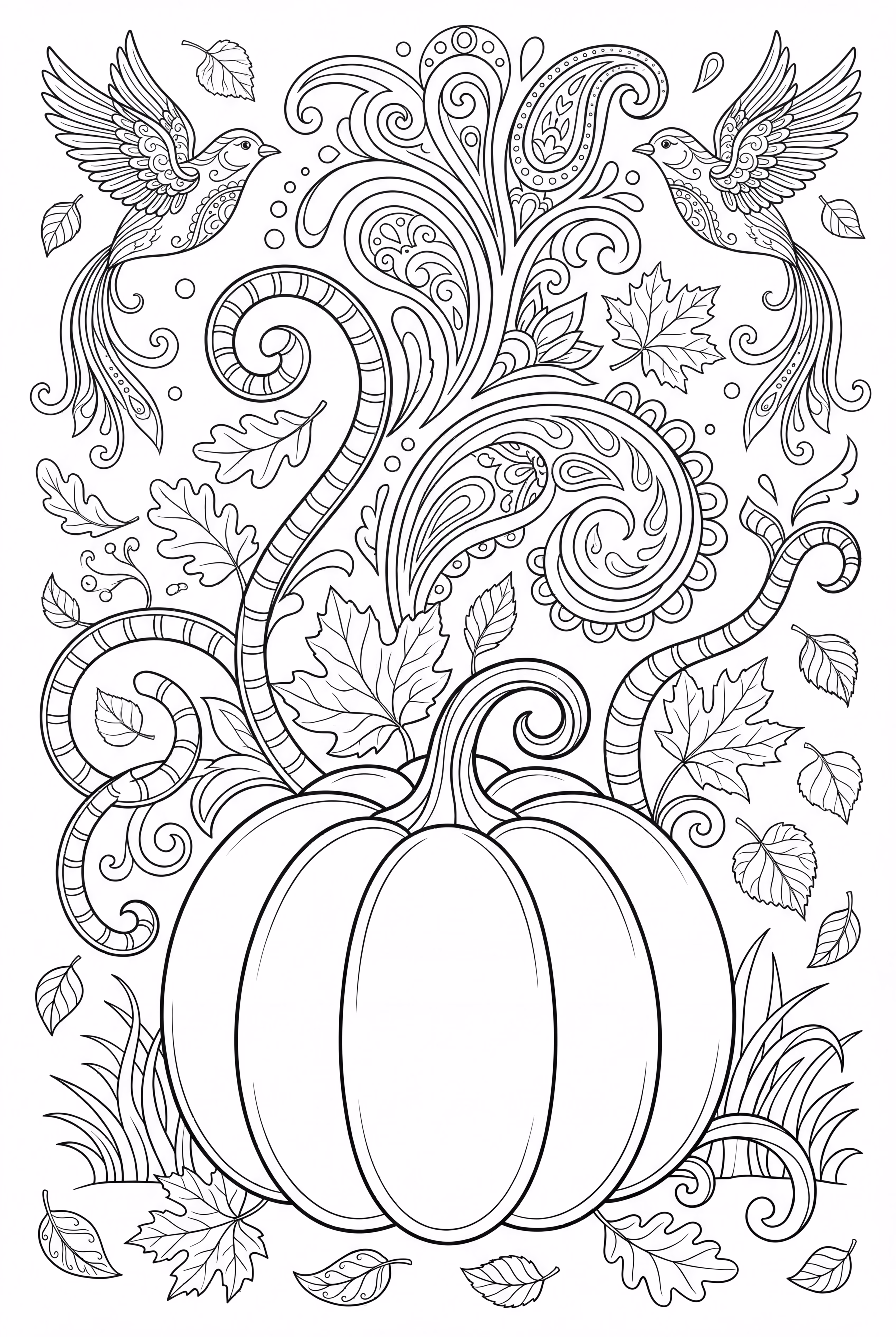 Scène de prière avec citrouille et arrière-plan d'automne