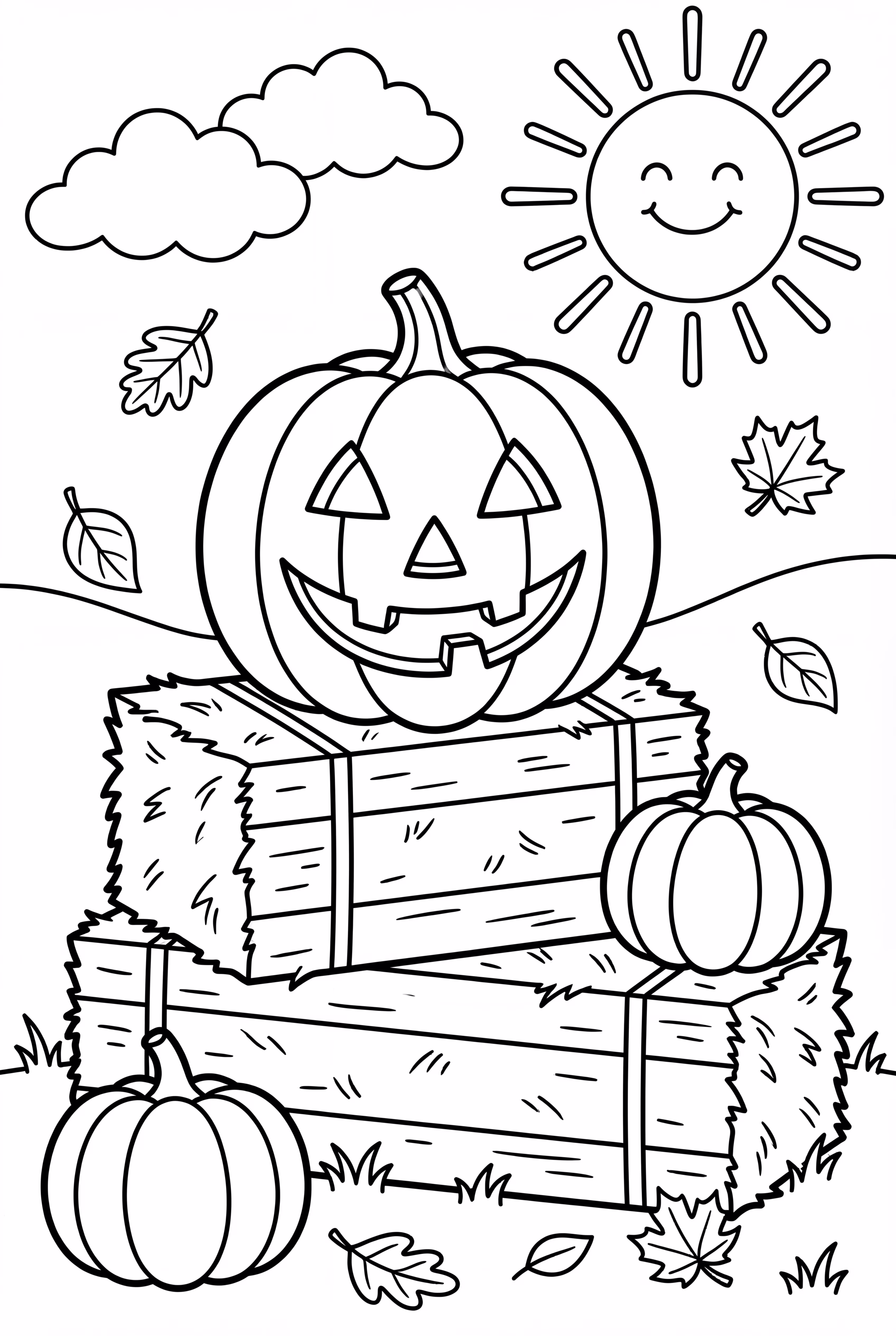 짚단 위에 쌓인 호박