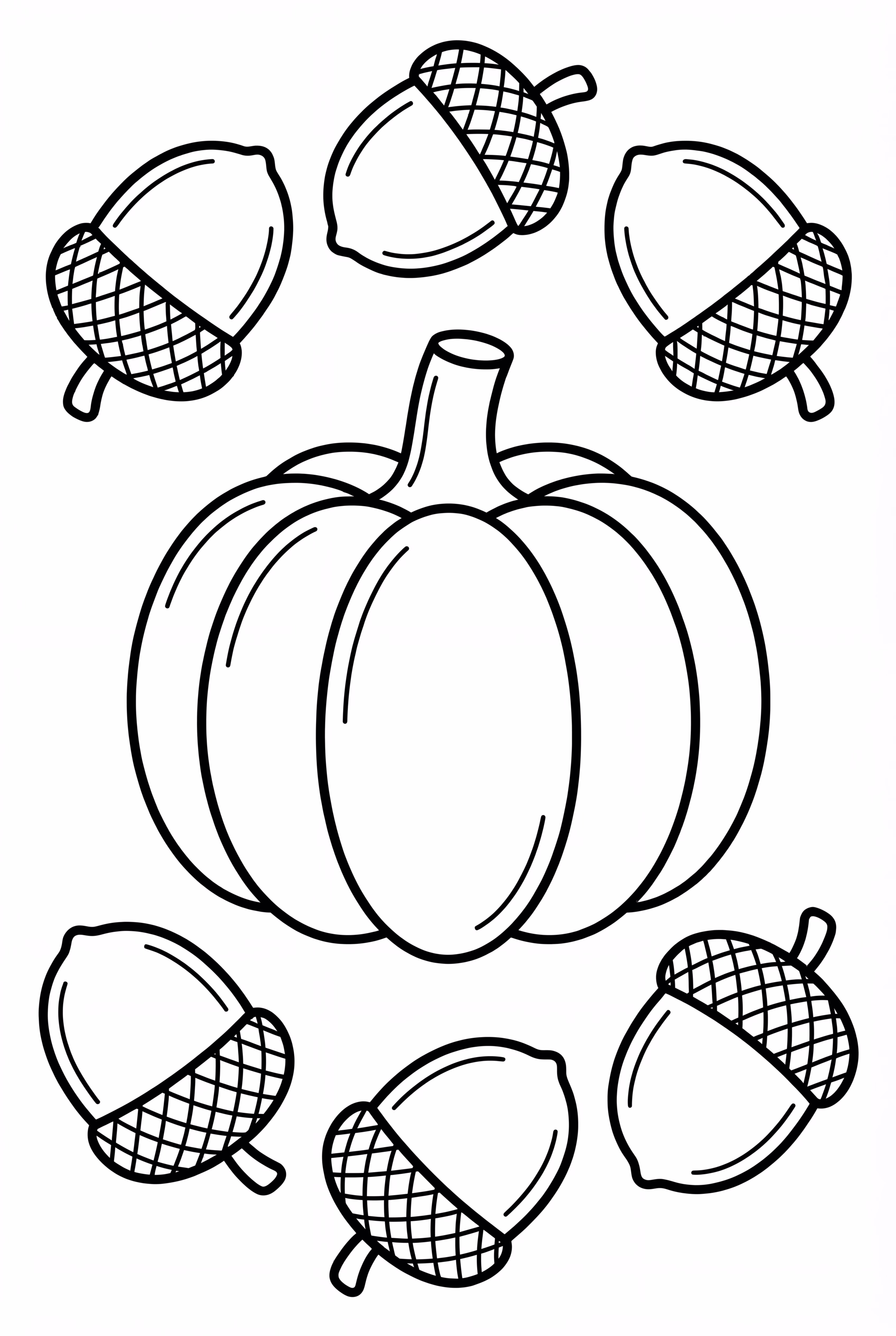 밤과의 도토리로 둘러싸인 호박